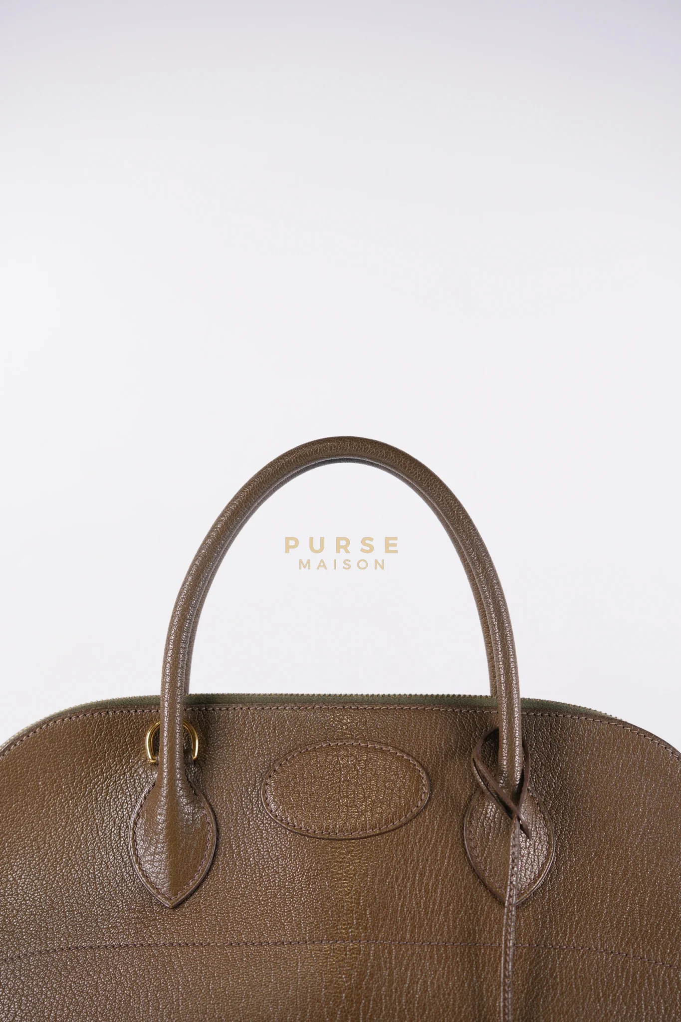 Hermes Bolide 35 in Dark Toupe Chèvre Mysore Leather Gold Hardware Stamp F Square(2002) - Image 16