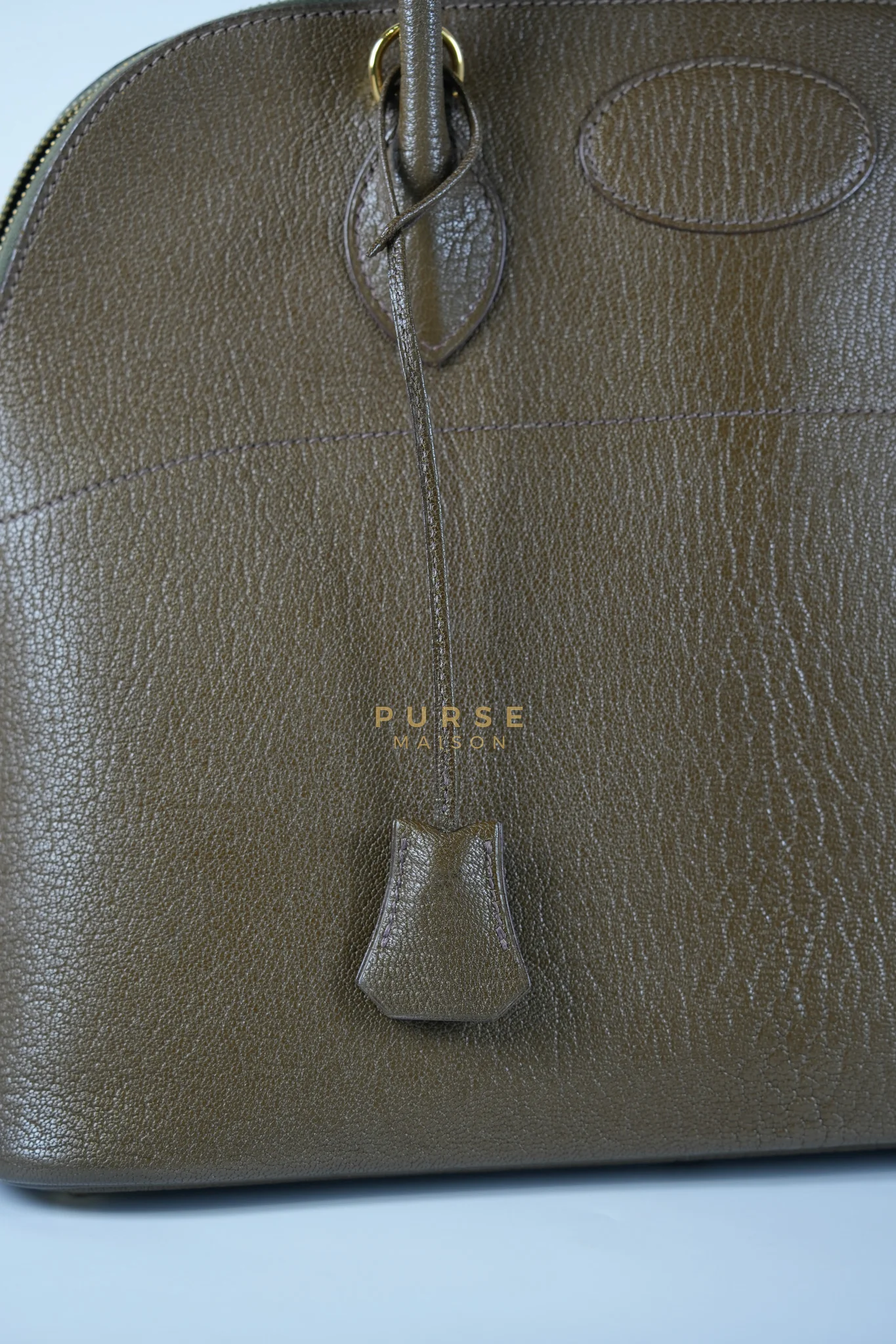 Hermes Bolide 35 in Dark Toupe Chèvre Mysore Leather Gold Hardware Stamp F Square(2002) - Image 17