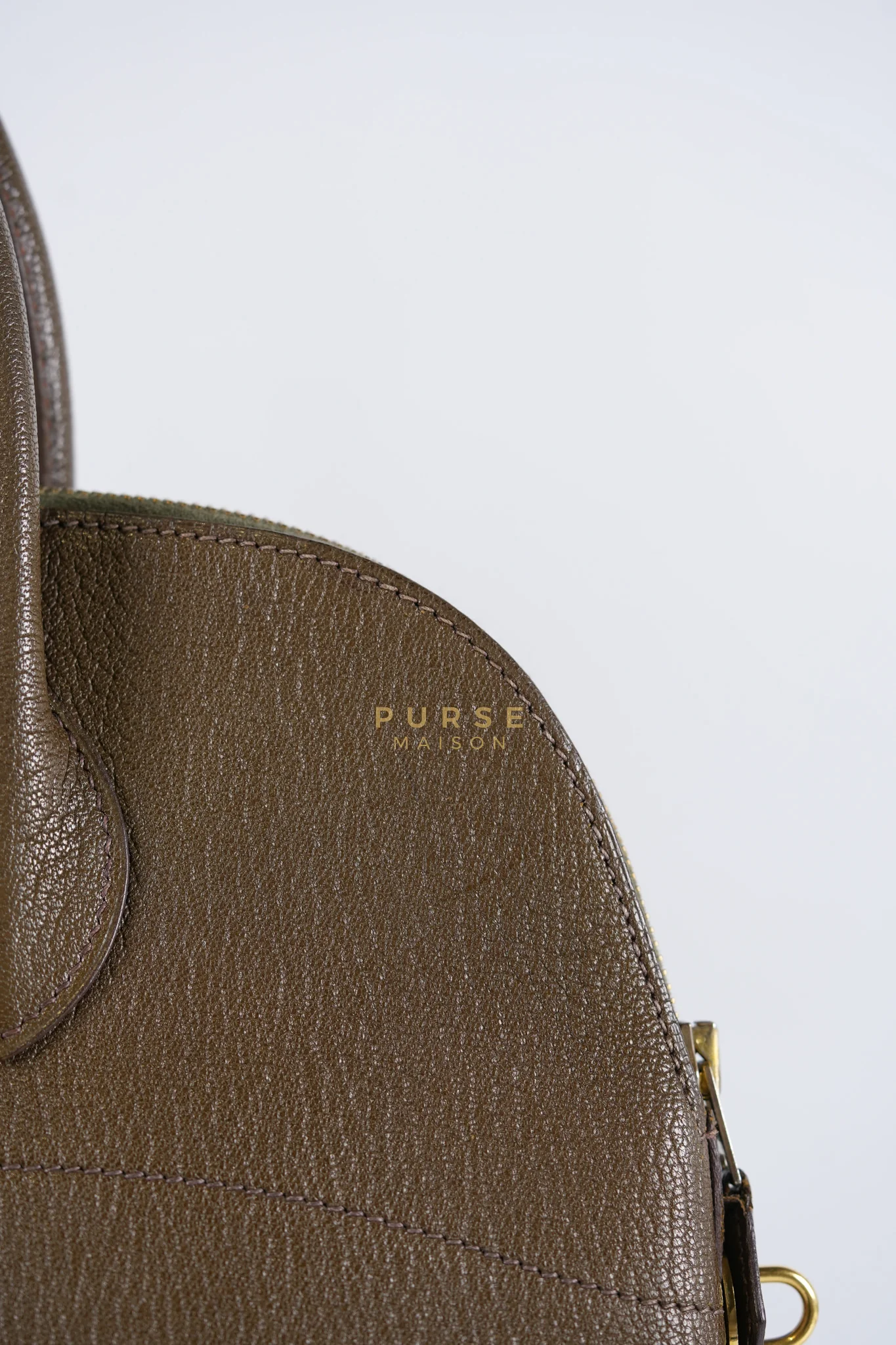 Hermes Bolide 35 in Dark Toupe Chèvre Mysore Leather Gold Hardware Stamp F Square(2002) - Image 18