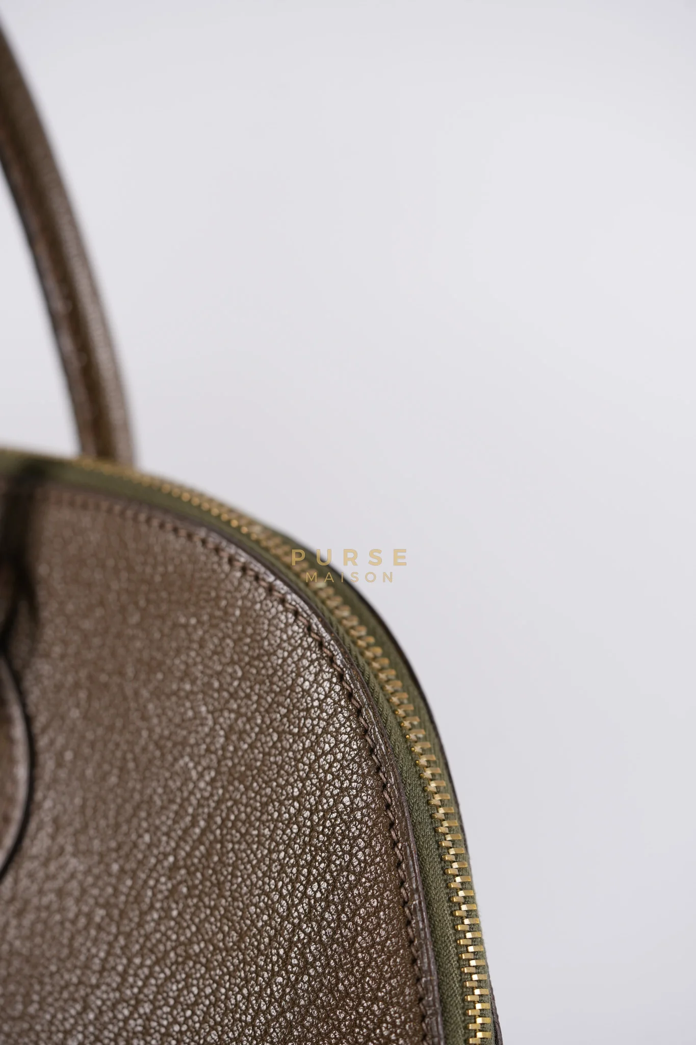 Hermes Bolide 35 in Dark Toupe Chèvre Mysore Leather Gold Hardware Stamp F Square(2002) - Image 22
