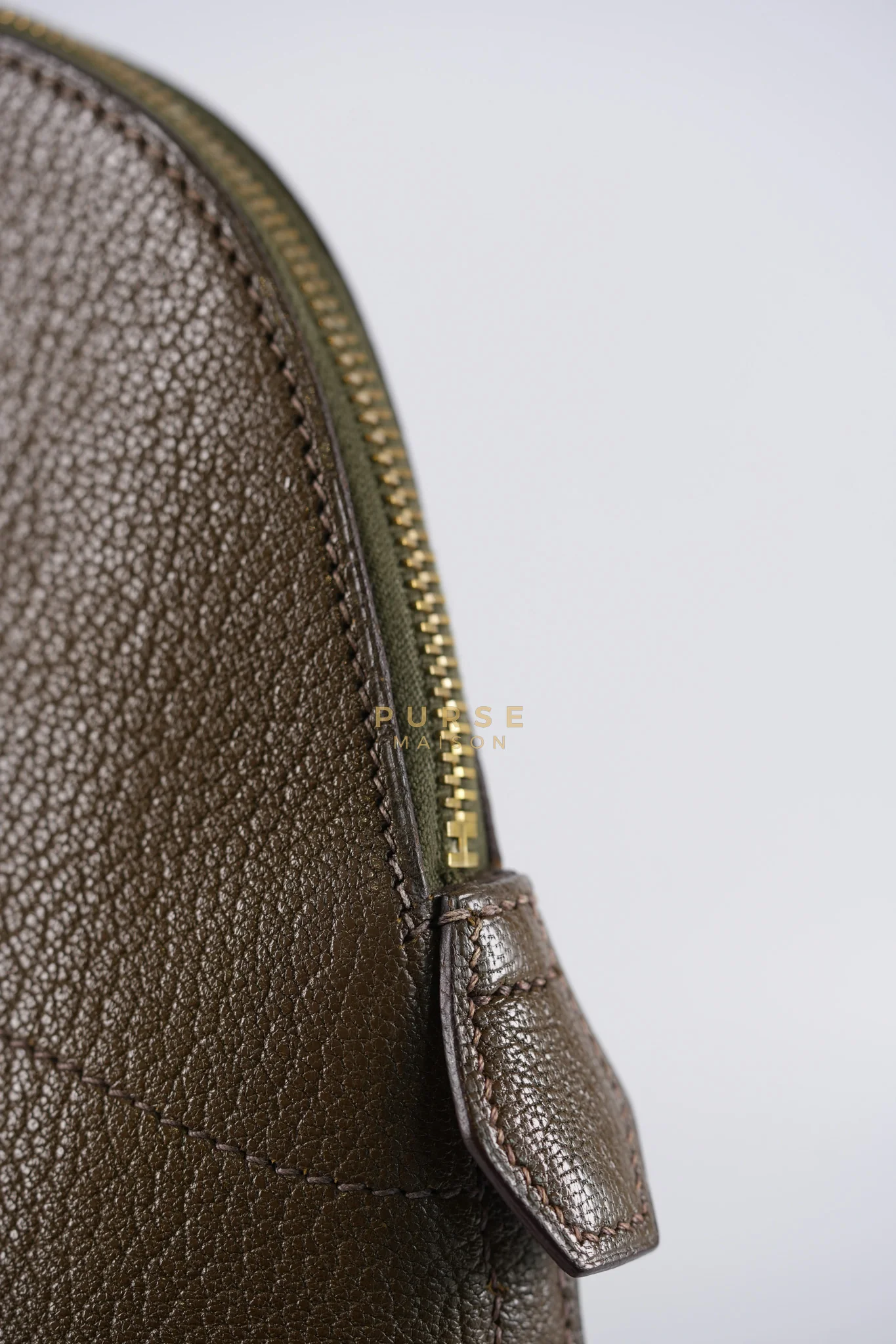 Hermes Bolide 35 in Dark Toupe Chèvre Mysore Leather Gold Hardware Stamp F Square(2002) - Image 24