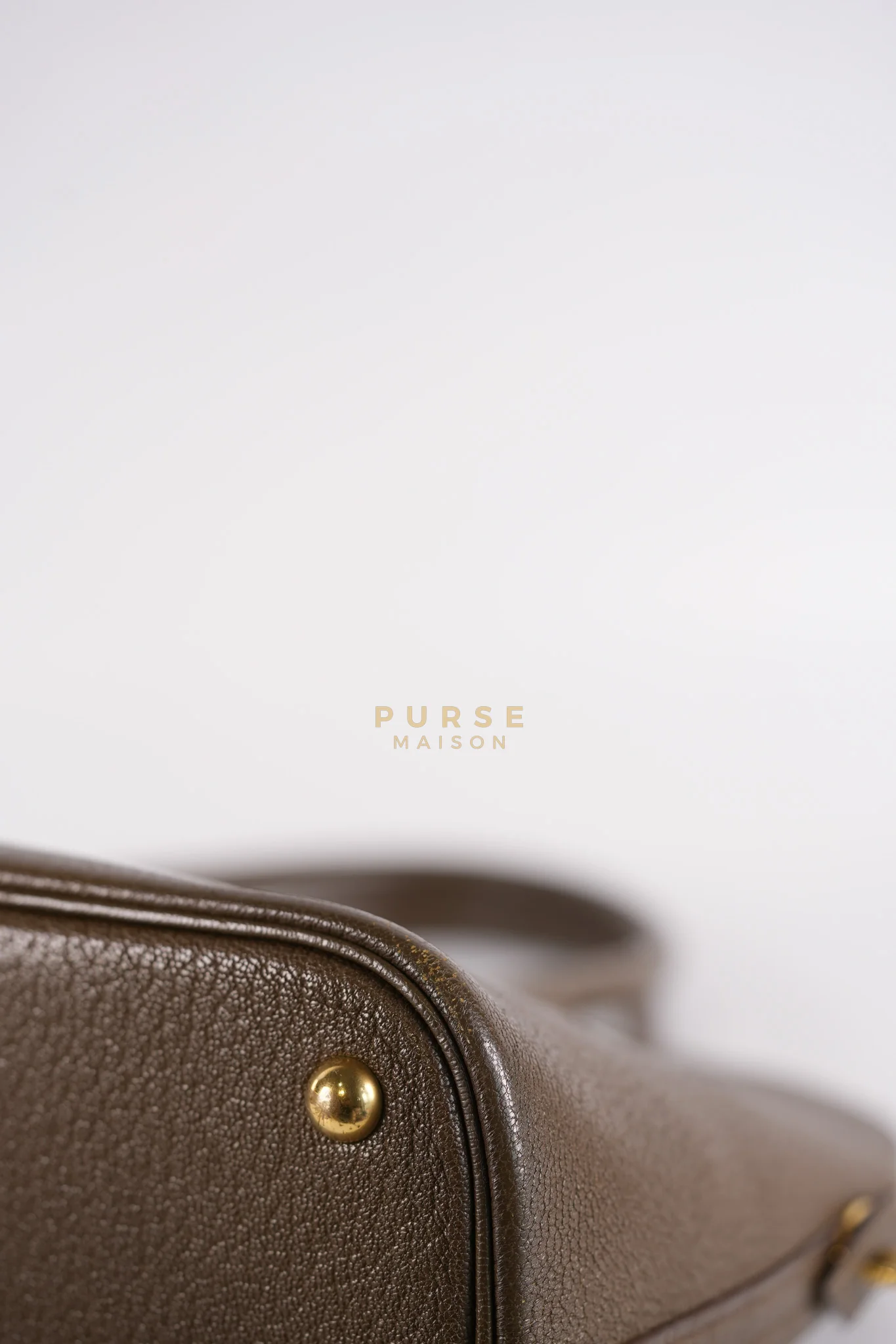 Hermes Bolide 35 in Dark Toupe Chèvre Mysore Leather Gold Hardware Stamp F Square(2002) - Image 8