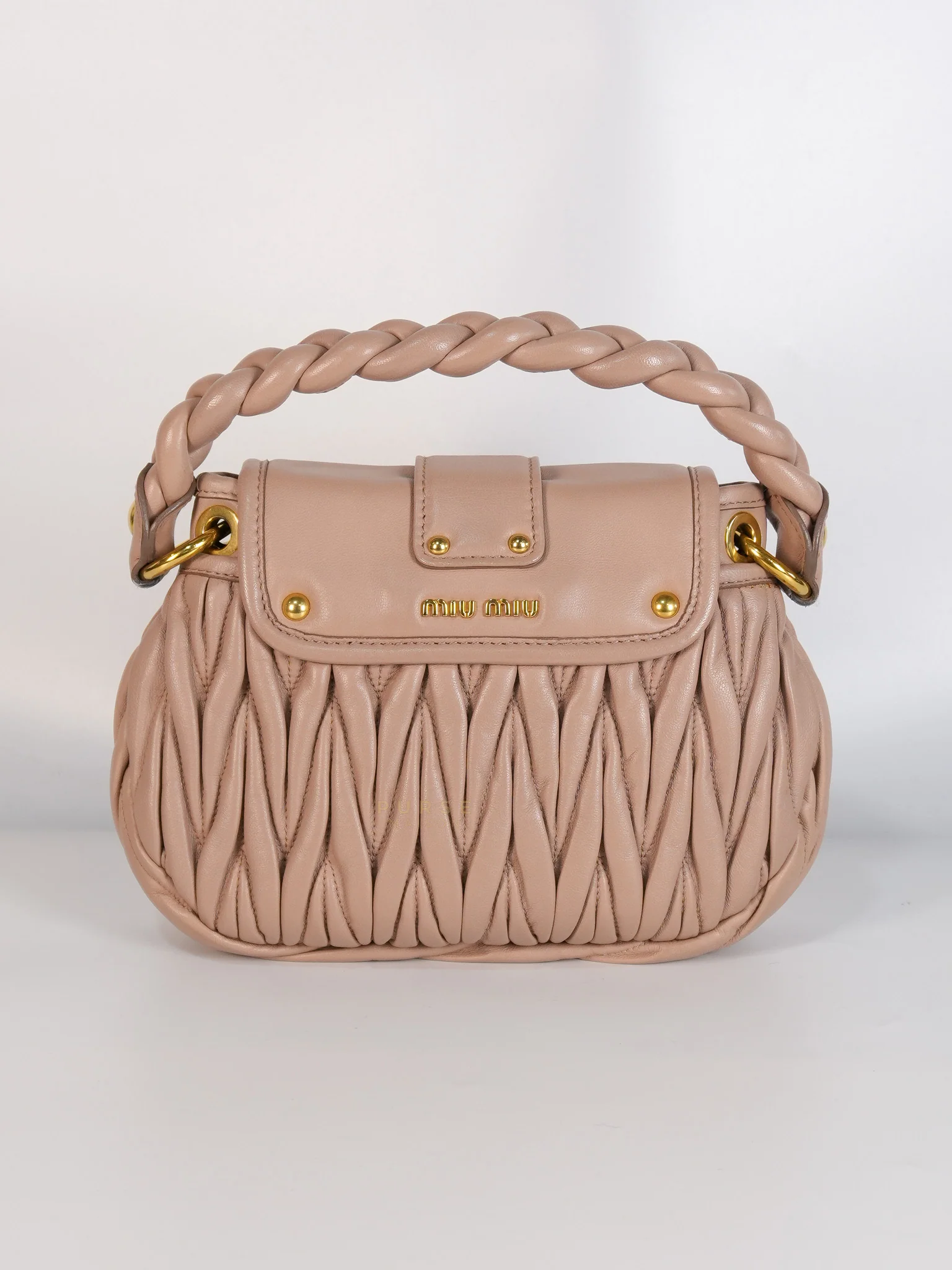 Miu Miu Bandoliera Matelasse Coffer Bag in Cammeo - Image 5