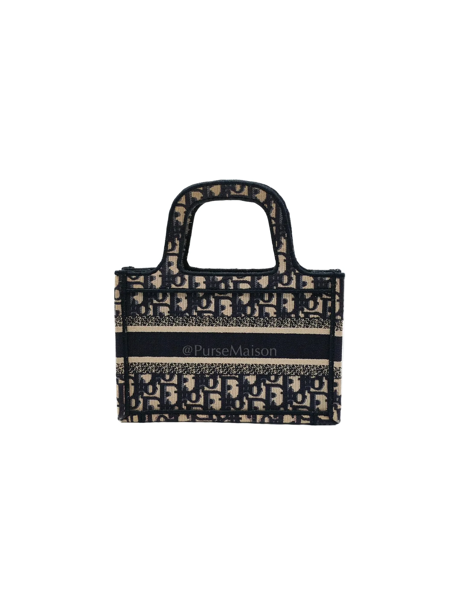 Christian Dior Book Tote Mini in Blue Embroidered Canvas - Image 4
