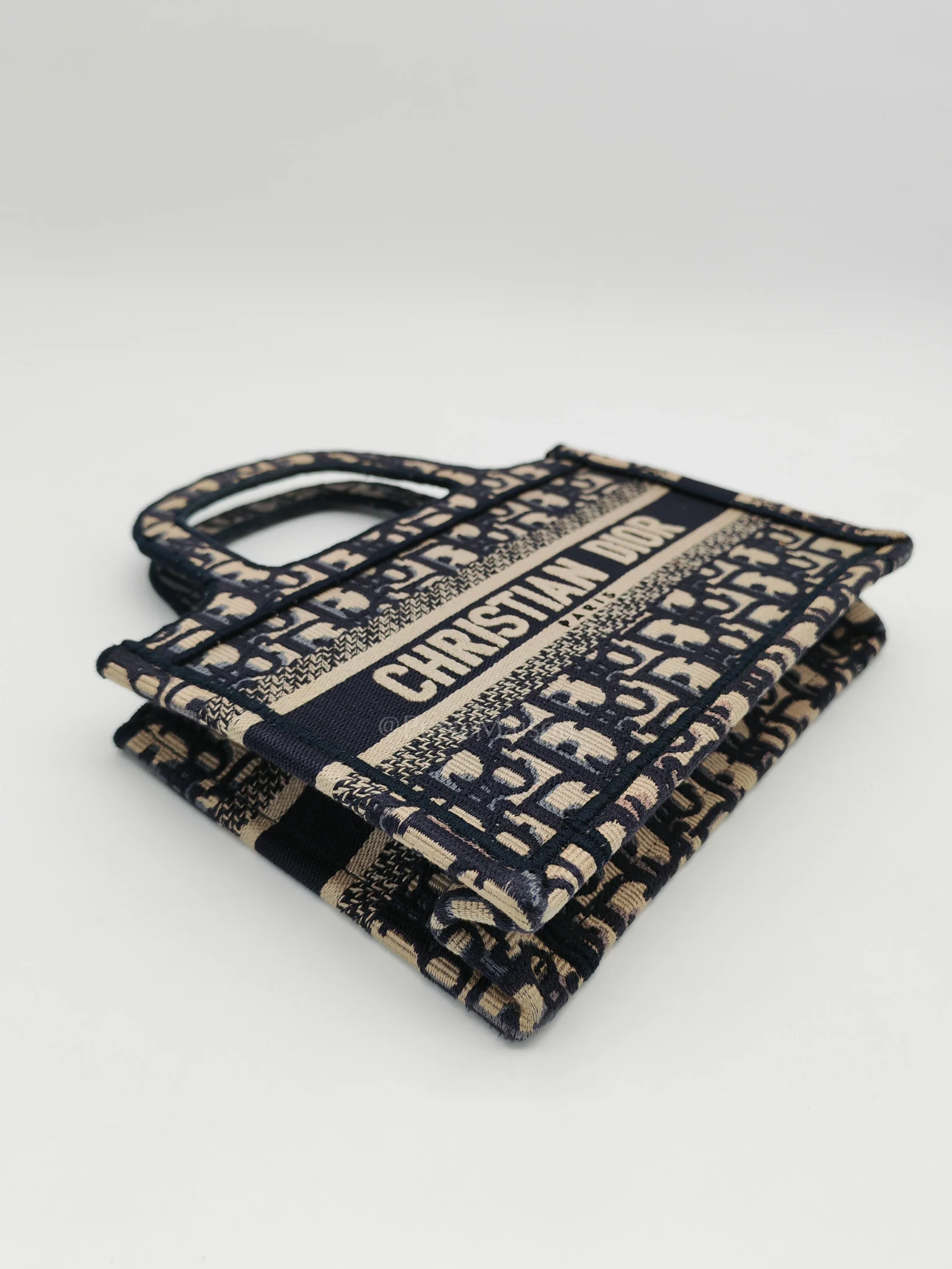 Christian Dior Book Tote Mini in Blue Embroidered Canvas - Image 8