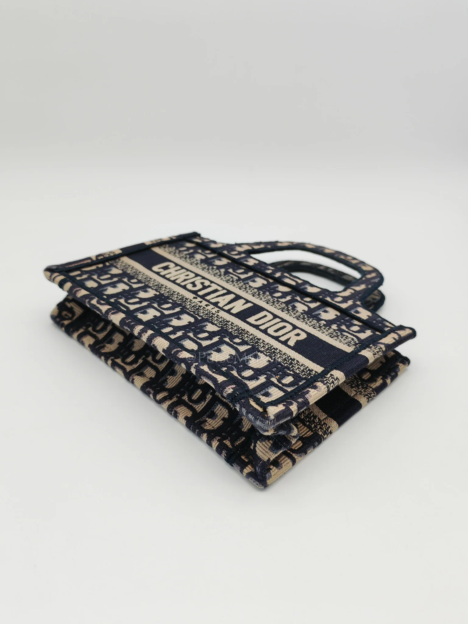 Christian Dior Book Tote Mini in Blue Embroidered Canvas - Image 9