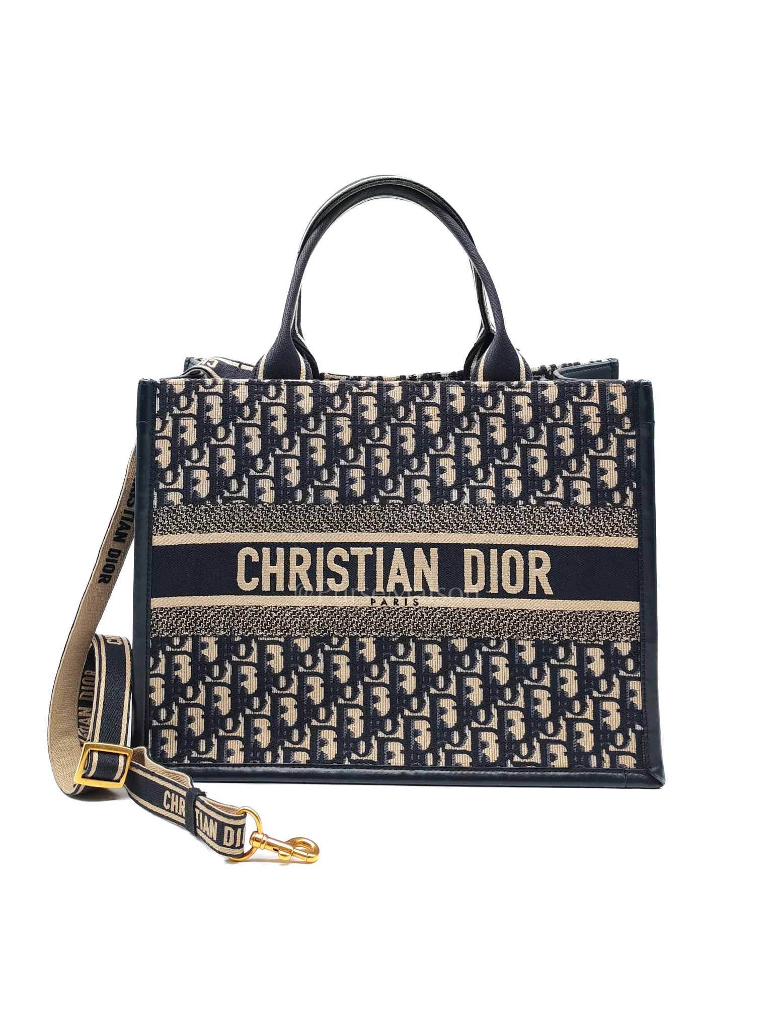 Christian Dior Booktote in Medium Embroidery and Calfskin Leather Shoulder Bag