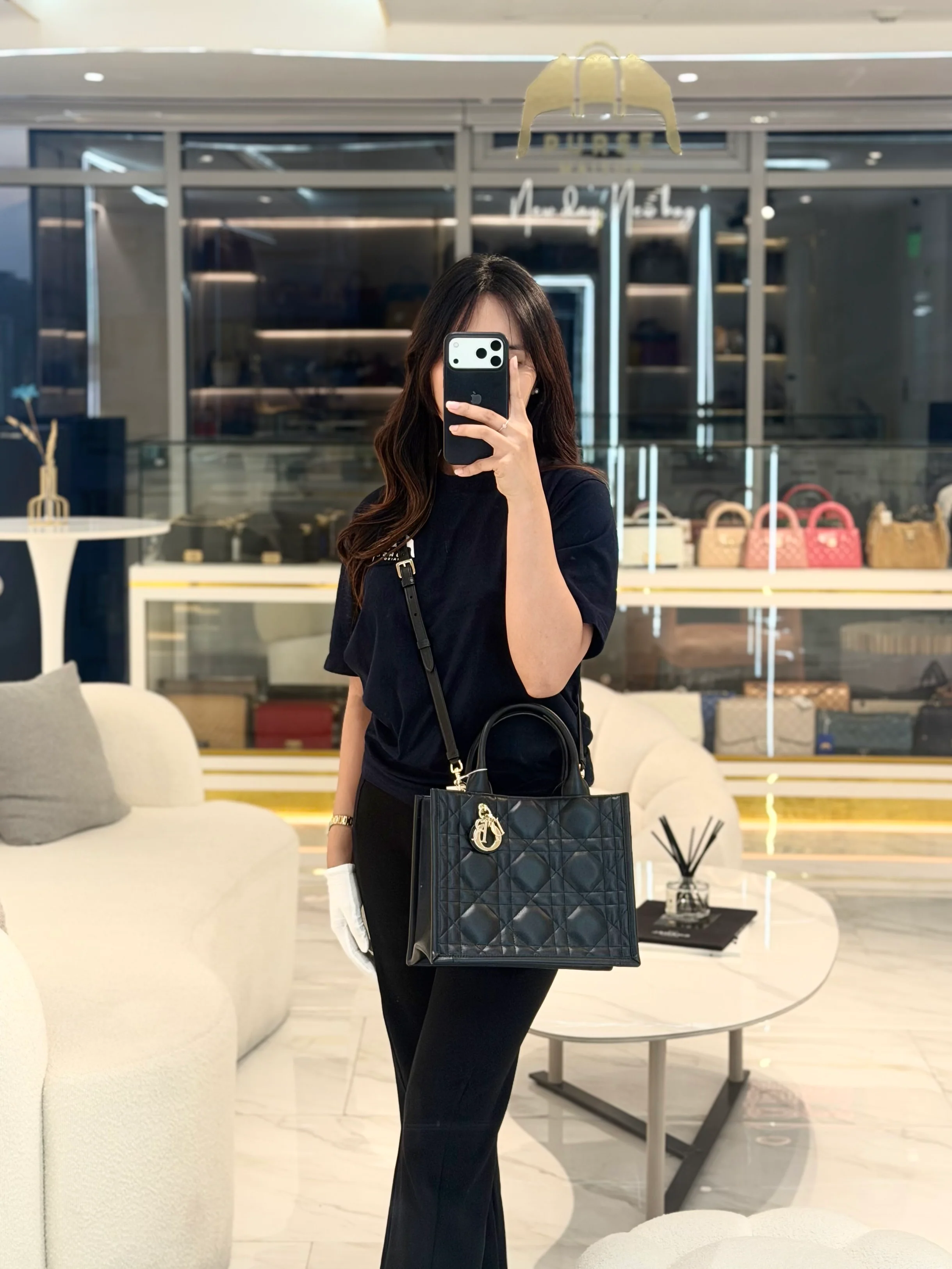 Christian Dior Macrocannage Booktote Small in Black Lambskin Leather Shoulder Bag - Image 30