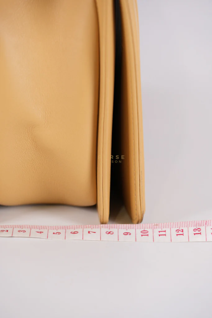 Chanel Boy Chevron Beige in Calfskin Leather and Ruthenium Hardware Series 22 - Image 47
