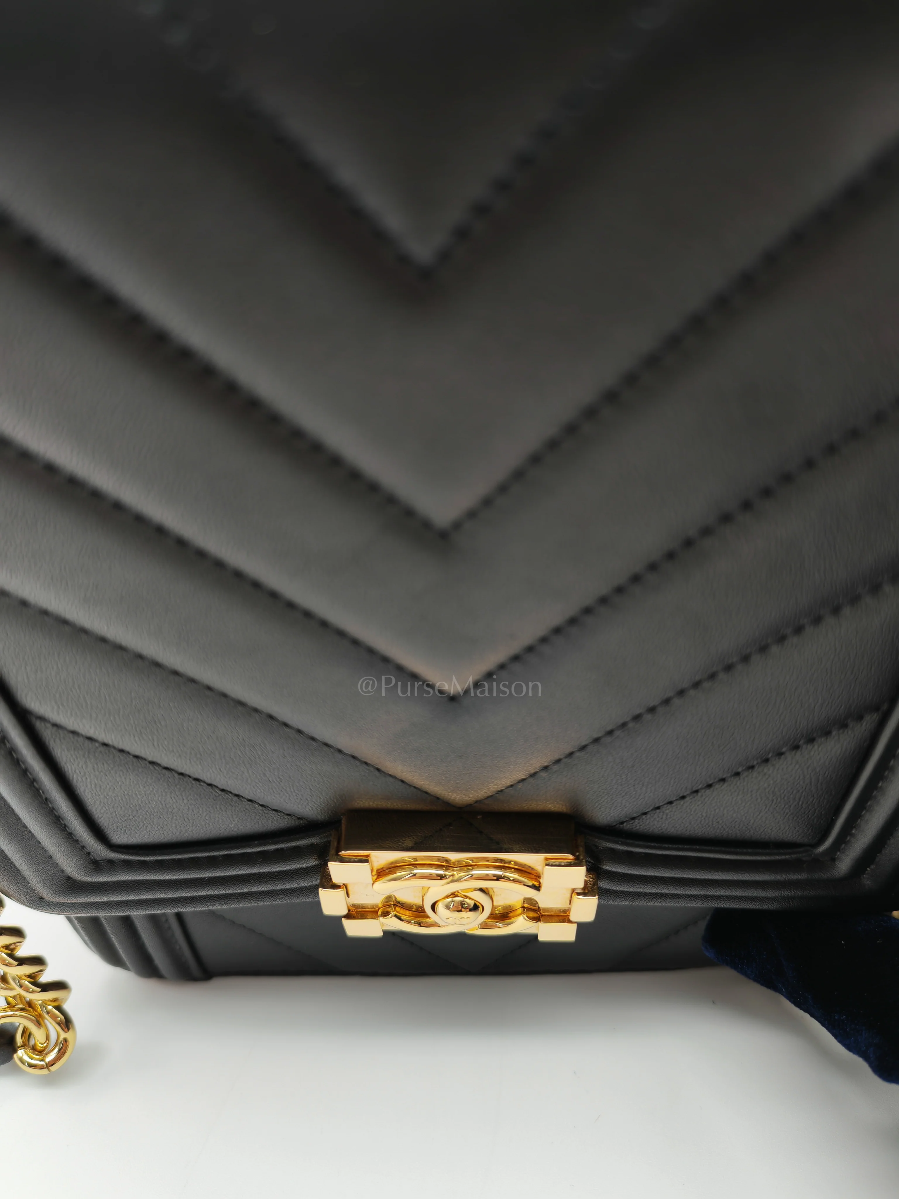 Chanel Boy North South Bag in Black Lambskin Leather & Gold Hardware Series 28 - Image 14