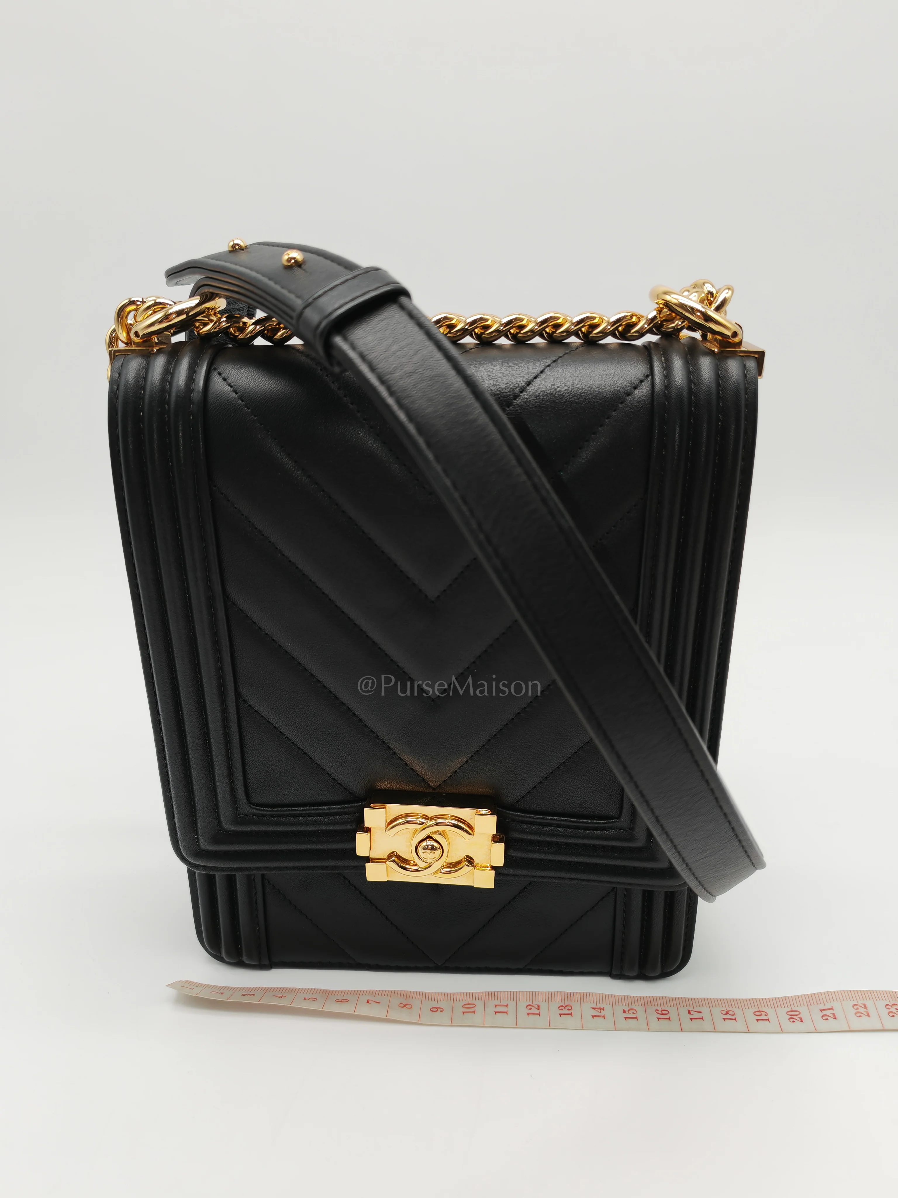 Chanel Boy North South Bag in Black Lambskin Leather & Gold Hardware Series 28 - Image 20