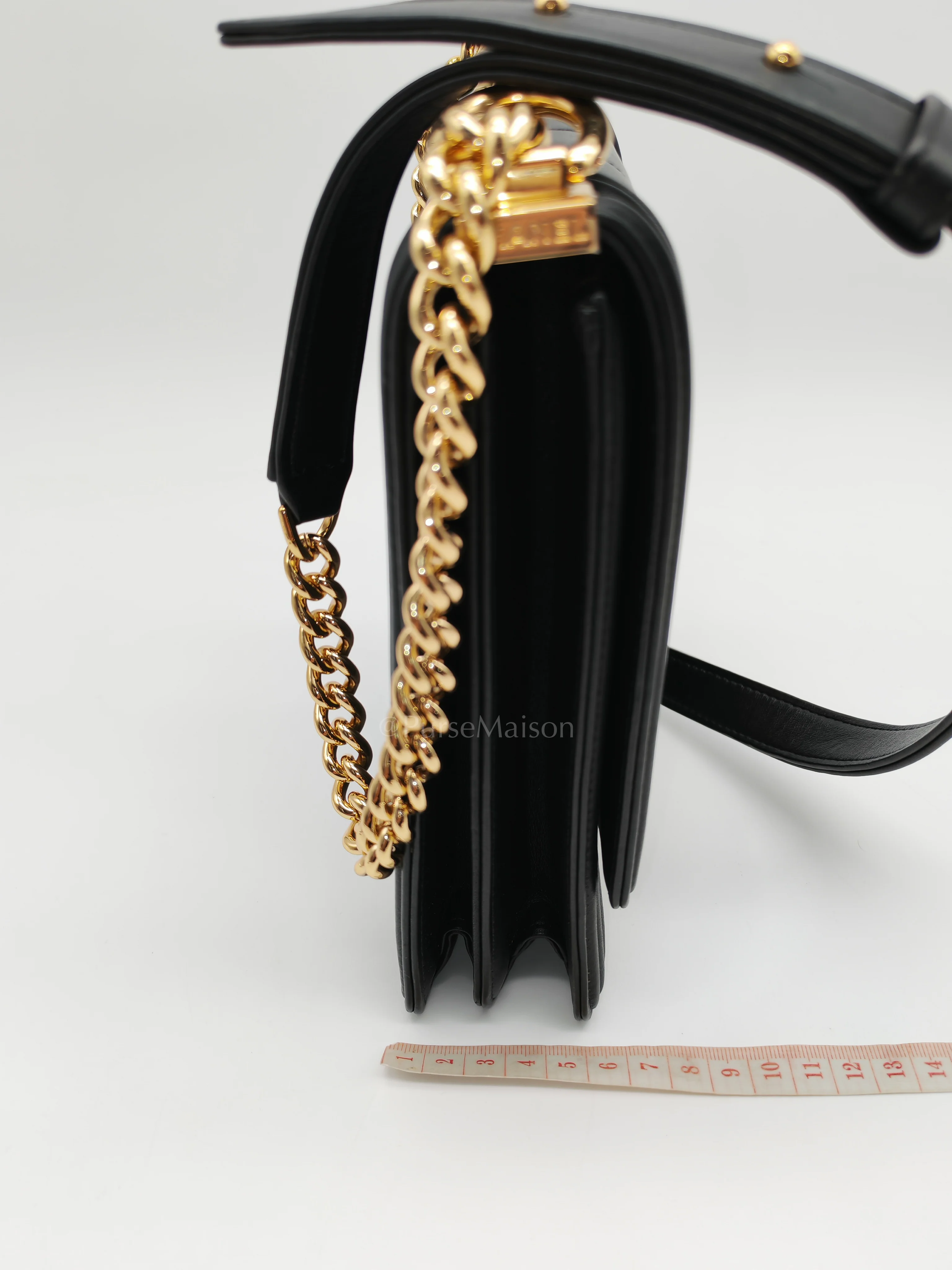 Chanel Boy North South Bag in Black Lambskin Leather & Gold Hardware Series 28 - Image 22