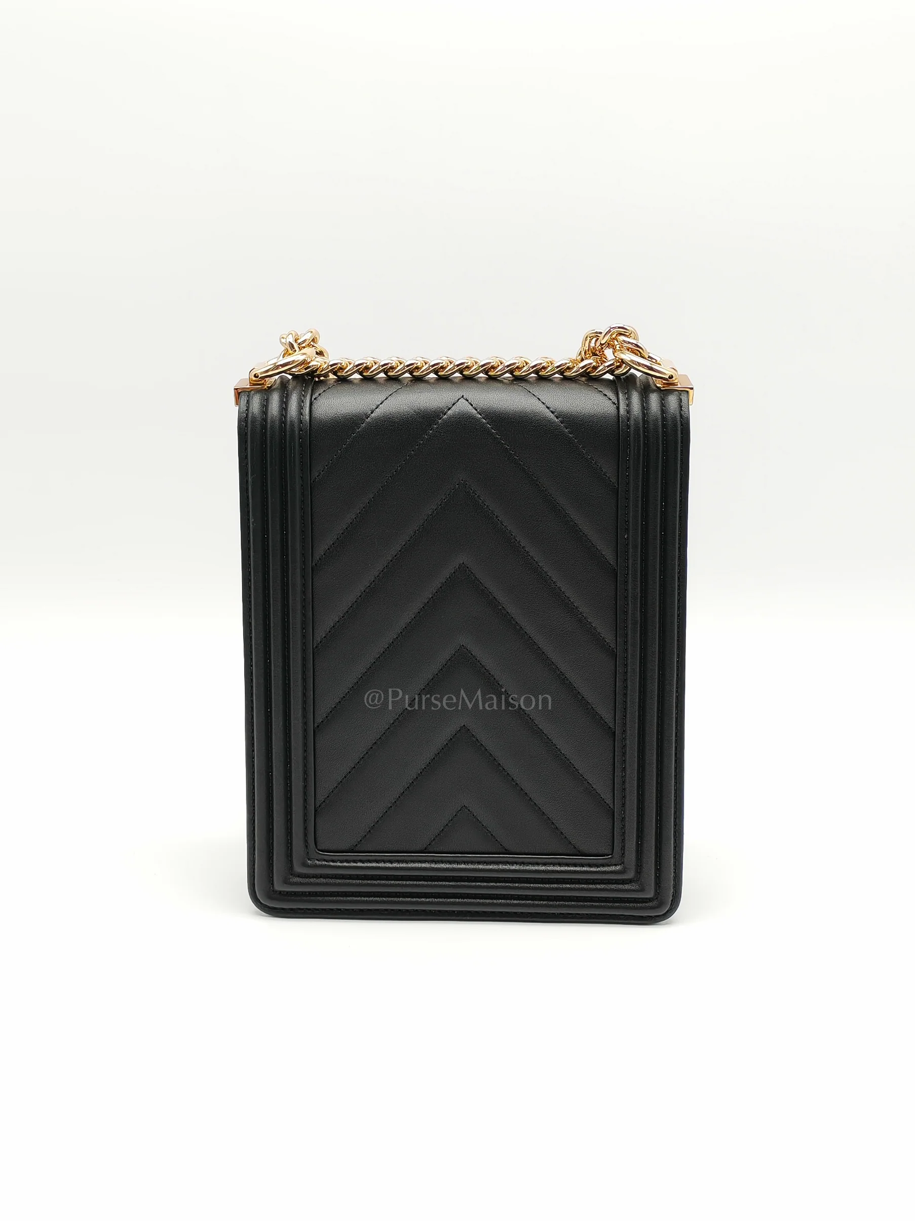 Chanel Boy North South Bag in Black Lambskin Leather & Gold Hardware Series 28 - Image 4