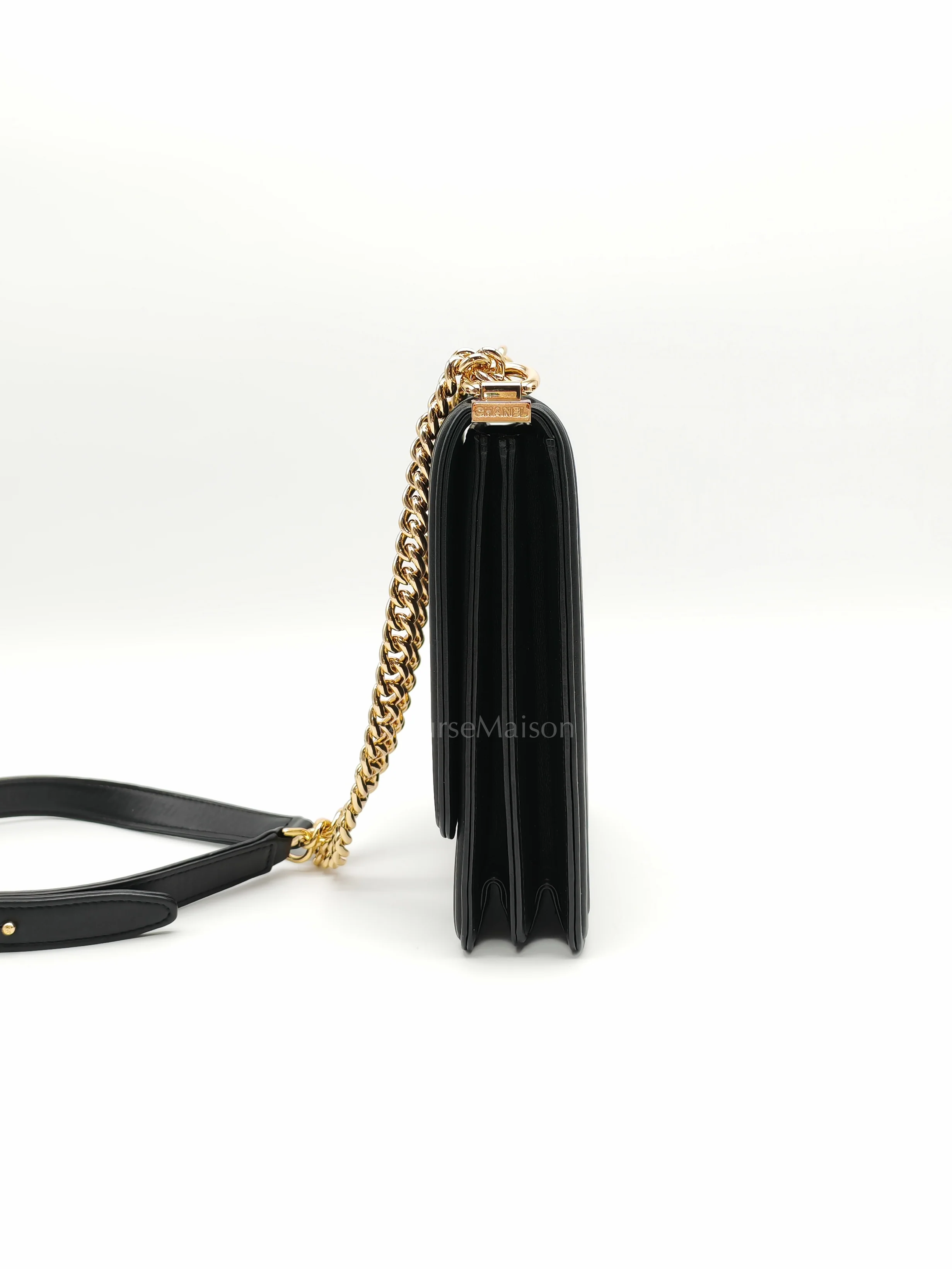 Chanel Boy North South Bag in Black Lambskin Leather & Gold Hardware Series 28 - Image 5