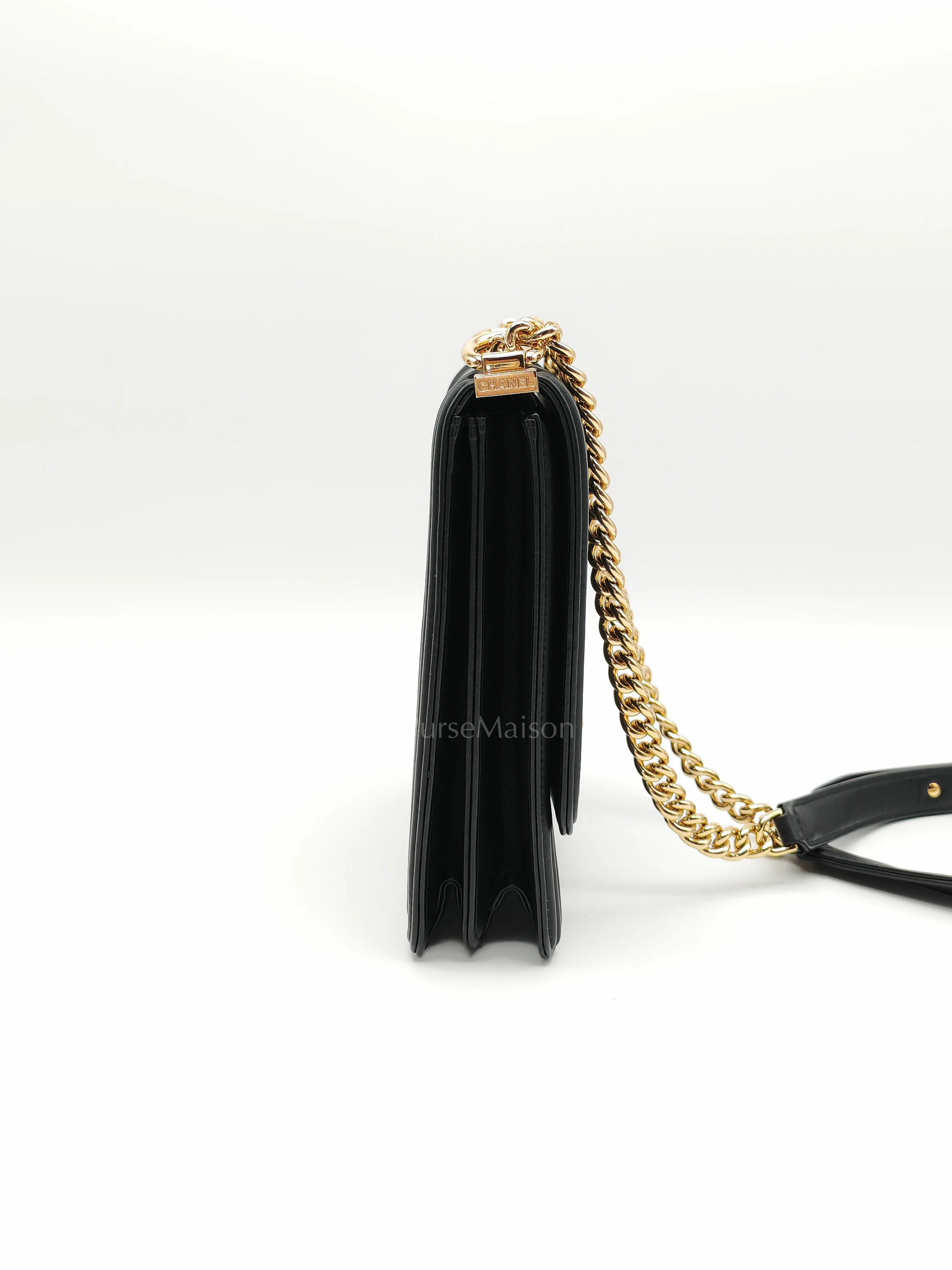 Chanel Boy North South Bag in Black Lambskin Leather & Gold Hardware Series 28 - Image 6