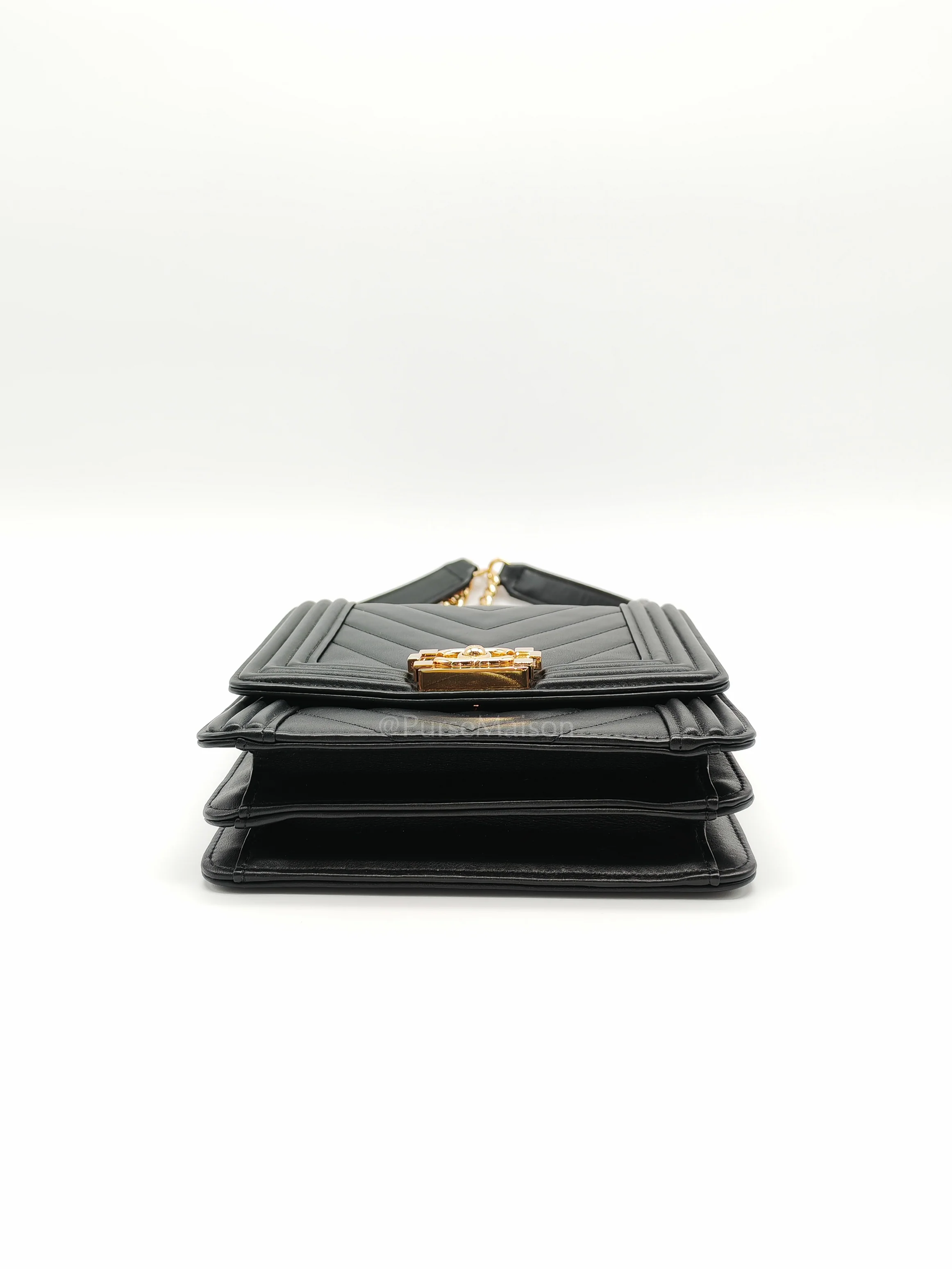 Chanel Boy North South Bag in Black Lambskin Leather & Gold Hardware Series 28 - Image 7