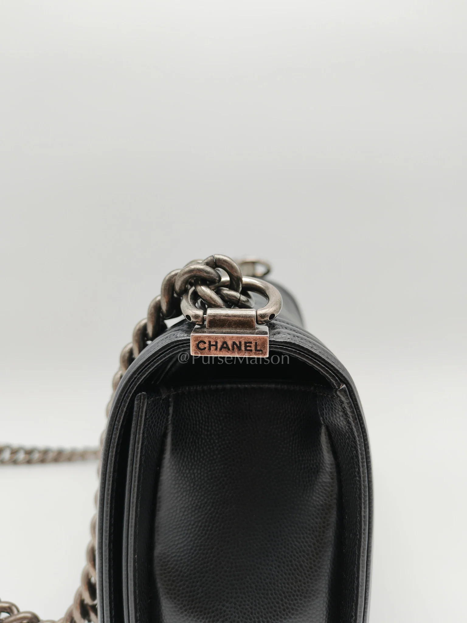 Chanel Boy Old Medium in Black Caviar Leather and Ruthenium Hardware Series 29 - Image 12
