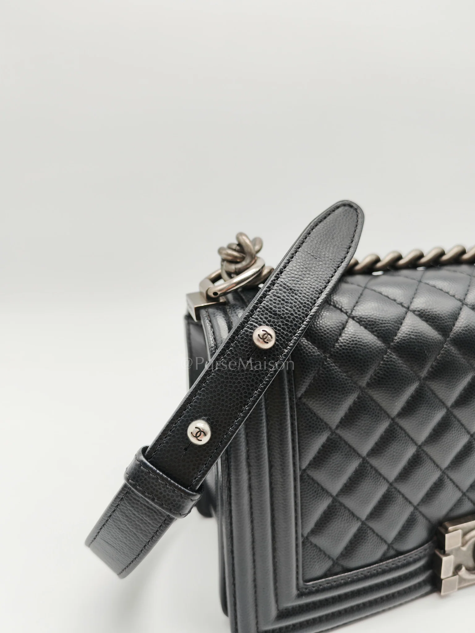 Chanel Boy Old Medium in Black Caviar Leather and Ruthenium Hardware Series 29 - Image 13