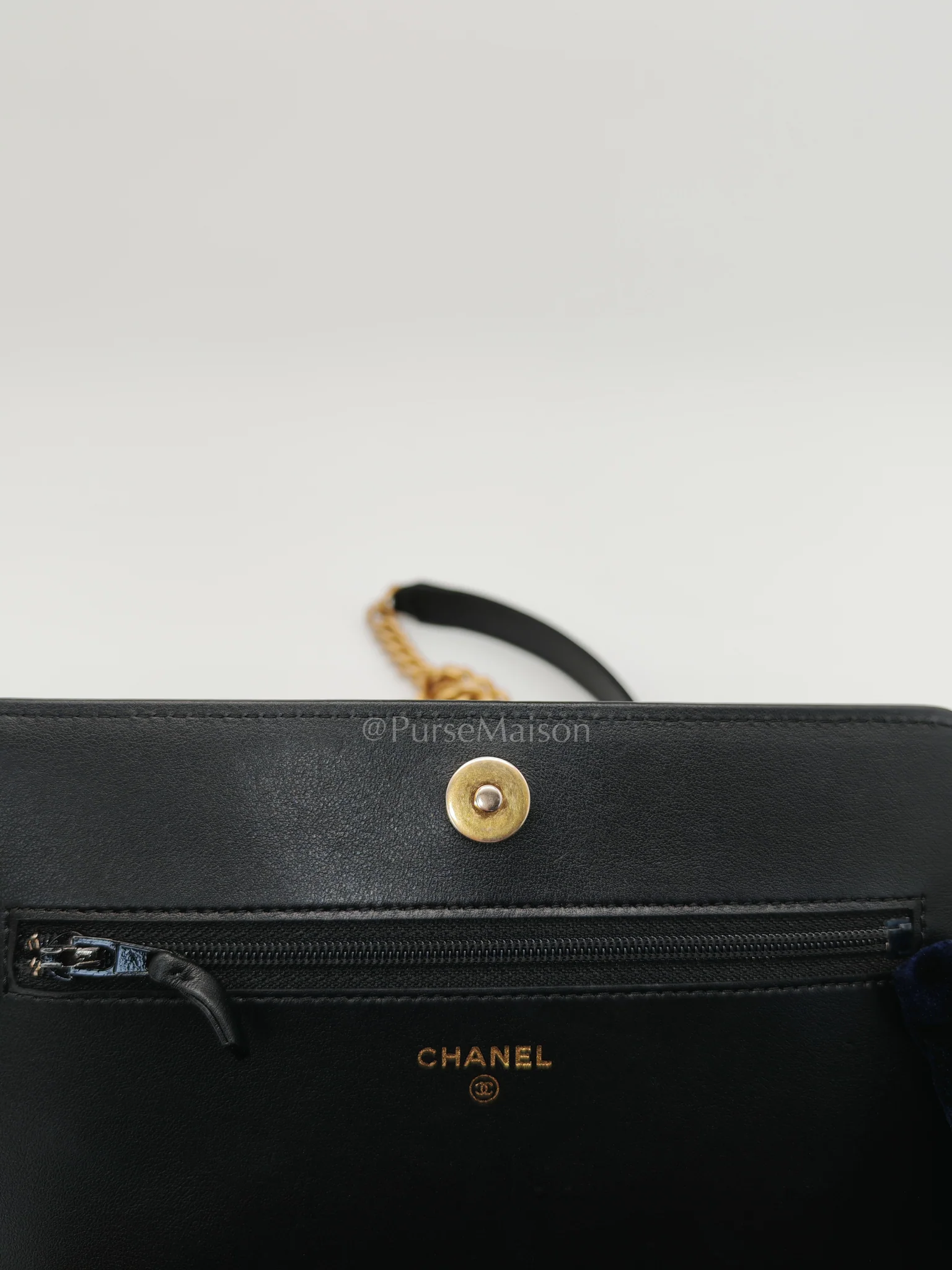 Chanel Boy Wallet On Chain Black Caviar Leather in Aged Gold Hardware(Series 30) - Image 14