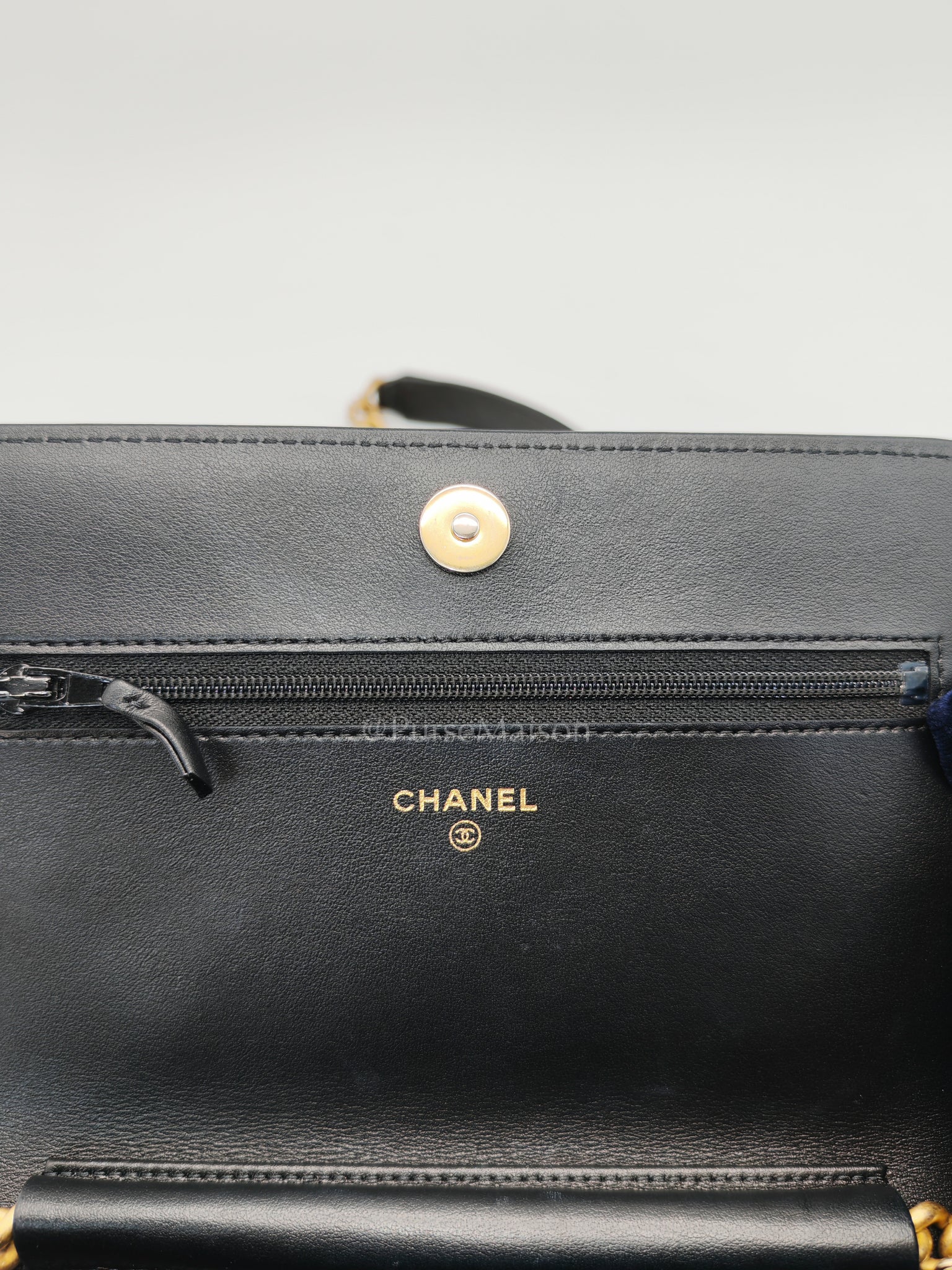 Chanel Boy Wallet On Chain Black Caviar Leather in Aged Gold Hardware(Series 30) - Image 15