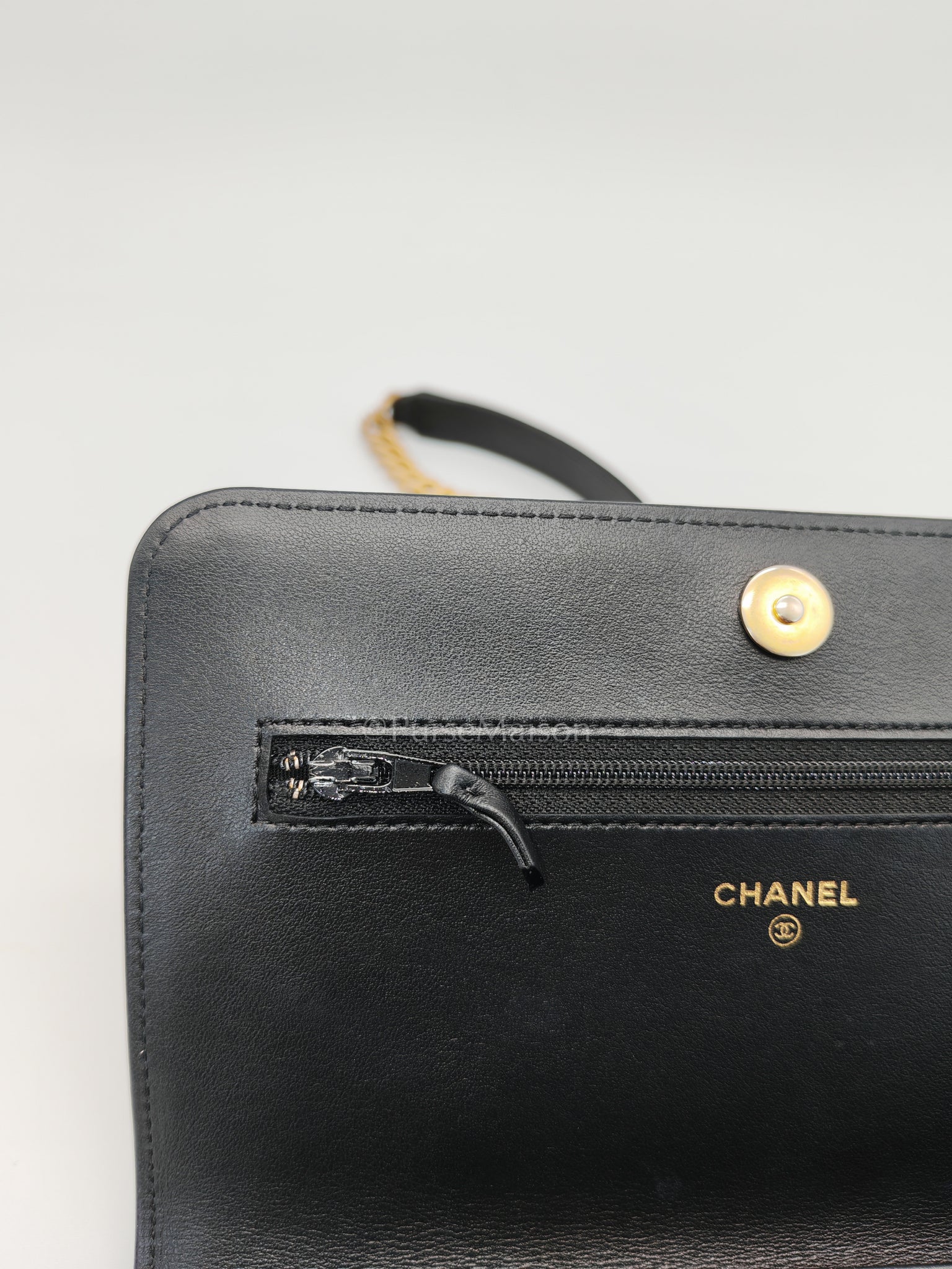 Chanel Boy Wallet On Chain Black Caviar Leather in Aged Gold Hardware(Series 30) - Image 16