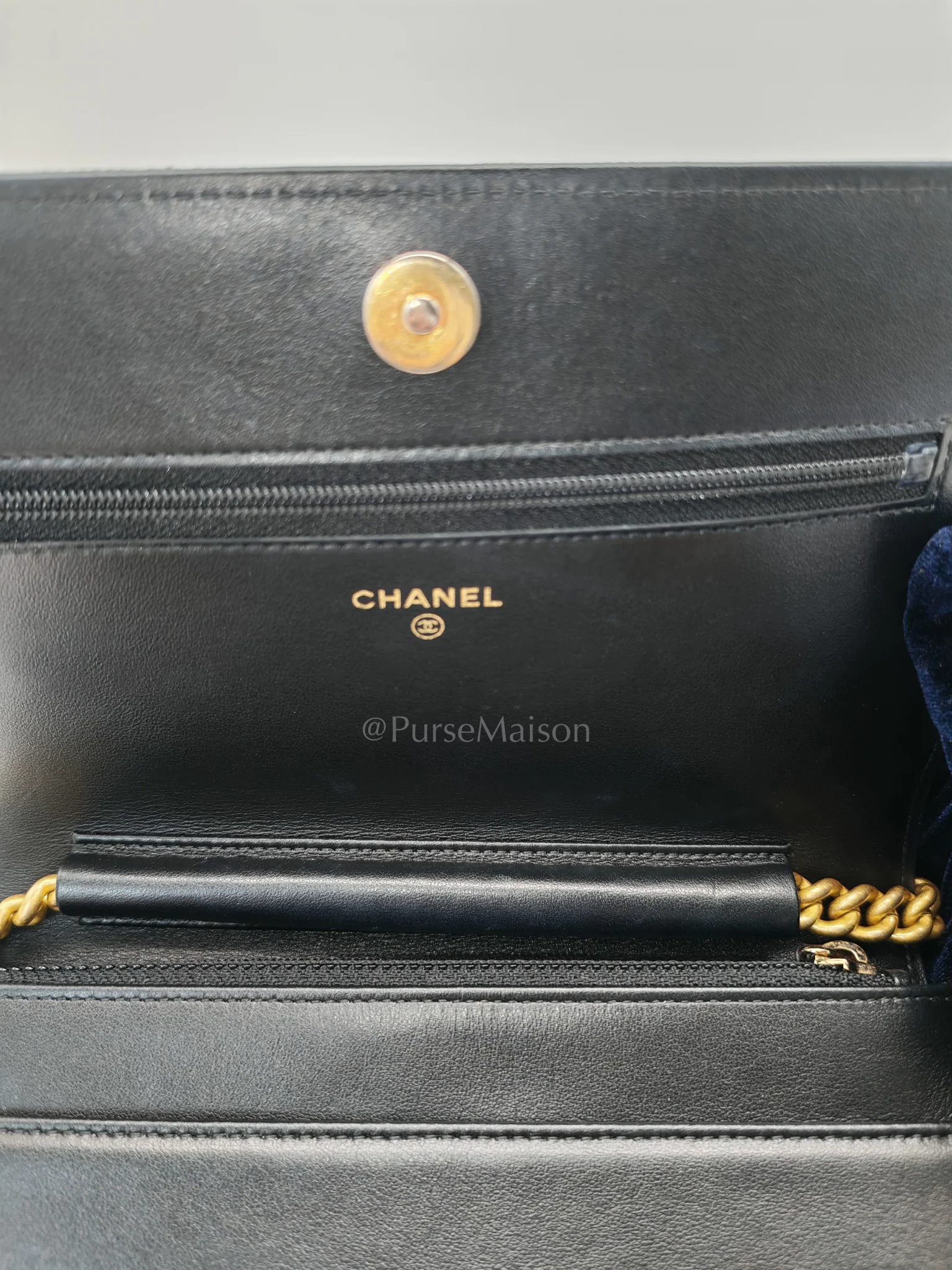 Chanel Boy Wallet On Chain Black Caviar Leather in Aged Gold Hardware(Series 30) - Image 19