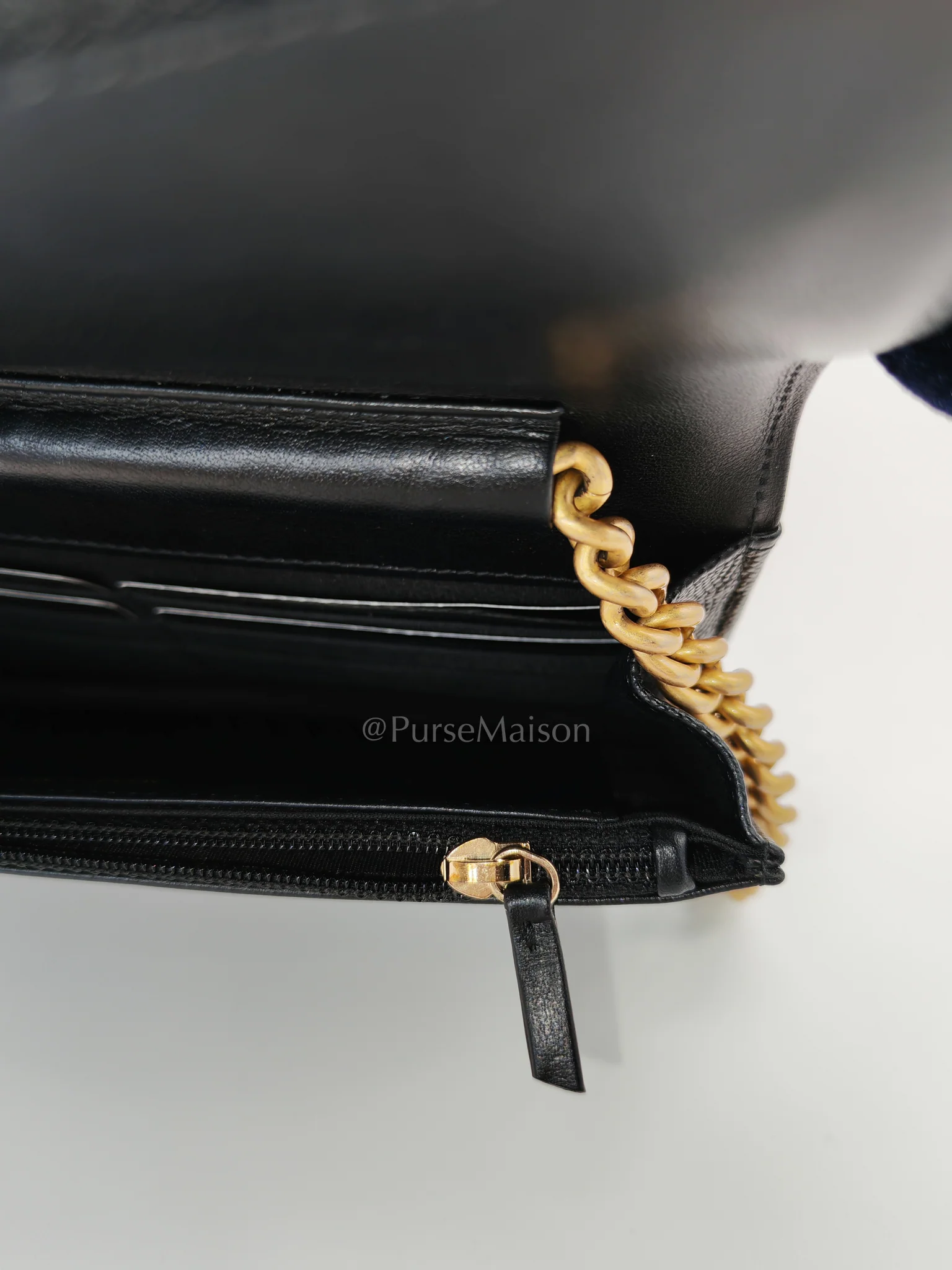 Chanel Boy Wallet On Chain Black Caviar Leather in Aged Gold Hardware(Series 30) - Image 20