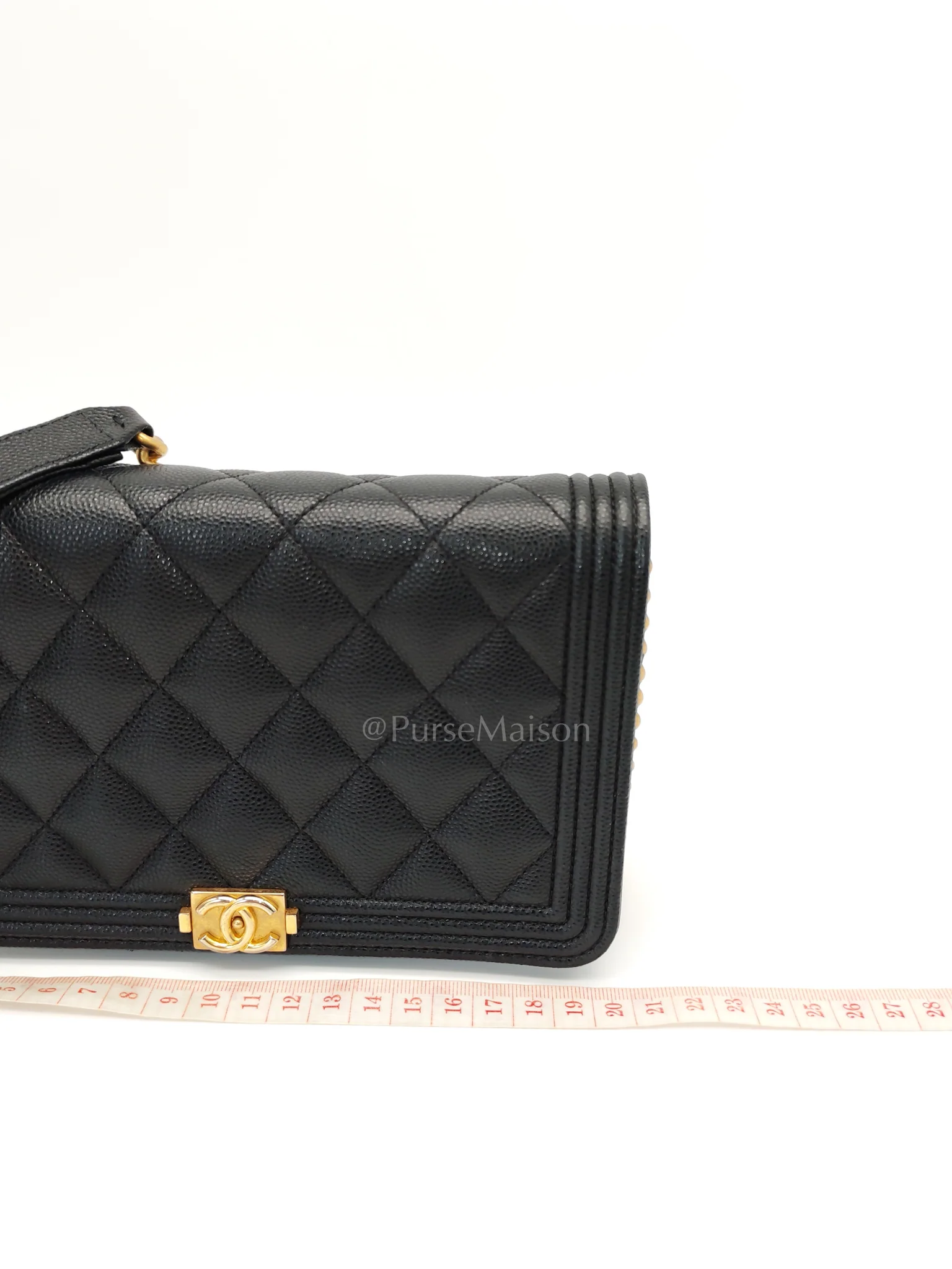 Chanel Boy Wallet On Chain Black Caviar Leather in Aged Gold Hardware(Series 30) - Image 26