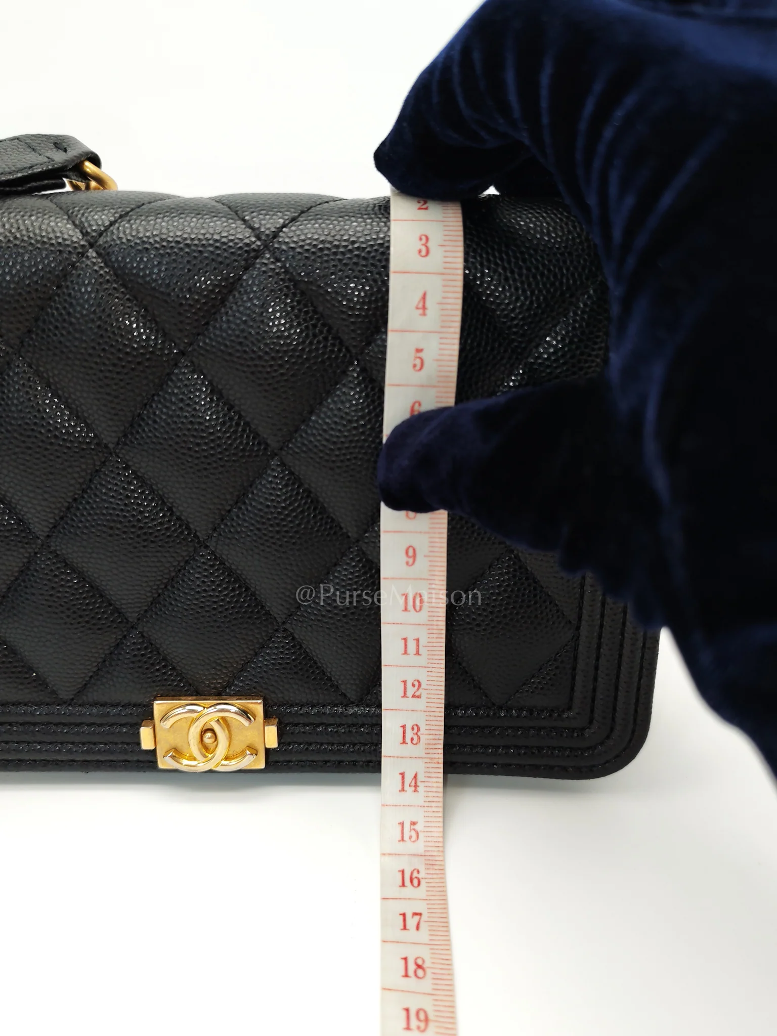 Chanel Boy Wallet On Chain Black Caviar Leather in Aged Gold Hardware(Series 30) - Image 27