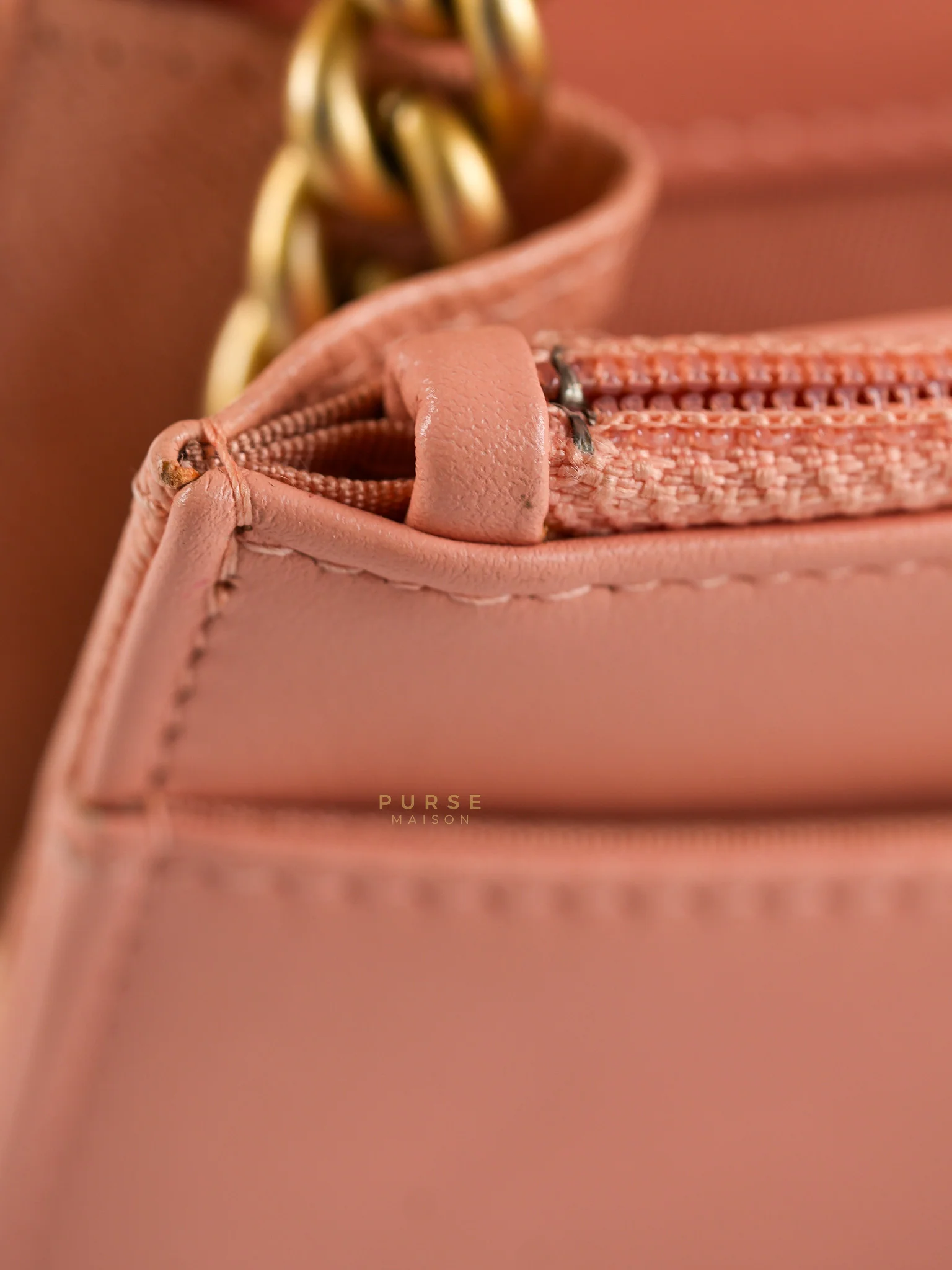 Chanel Boy Wallet On Chain in Light Pink Caviar Leather & Aged Gold Hardware (Series 27) - Image 29