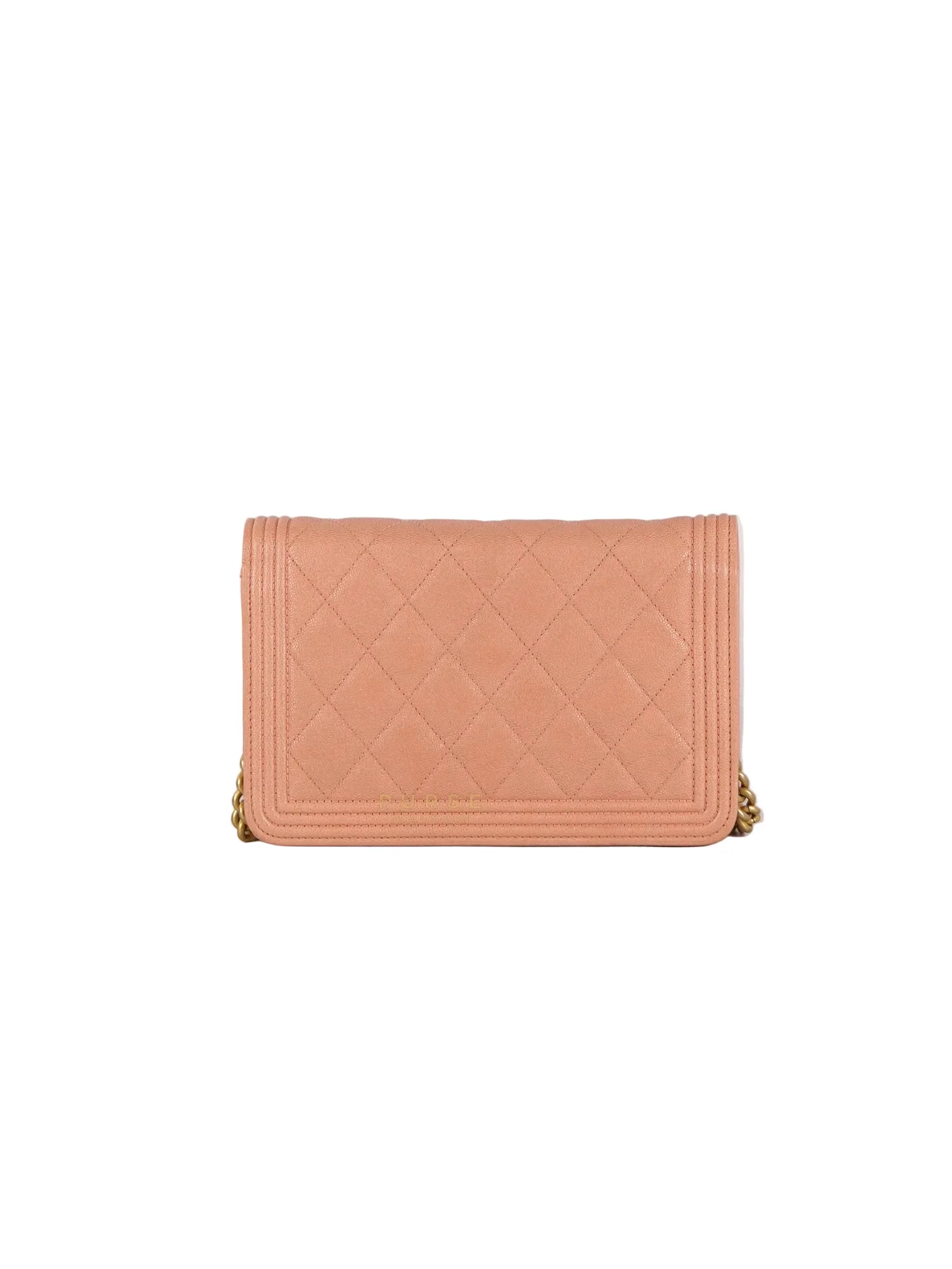 Chanel Boy Wallet On Chain in Light Pink Caviar Leather & Aged Gold Hardware (Series 27) - Image 3