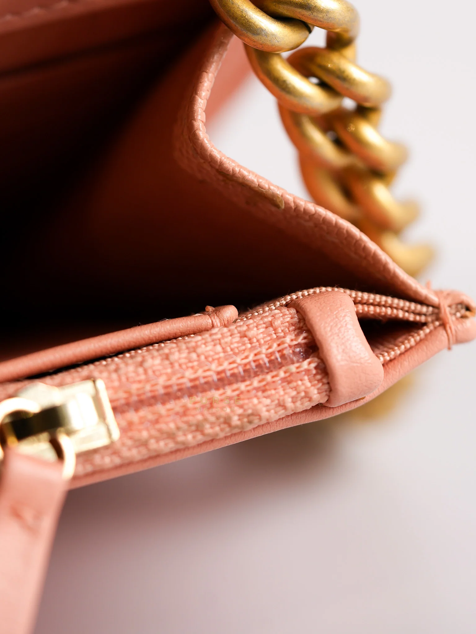 Chanel Boy Wallet On Chain in Light Pink Caviar Leather & Aged Gold Hardware (Series 27) - Image 32