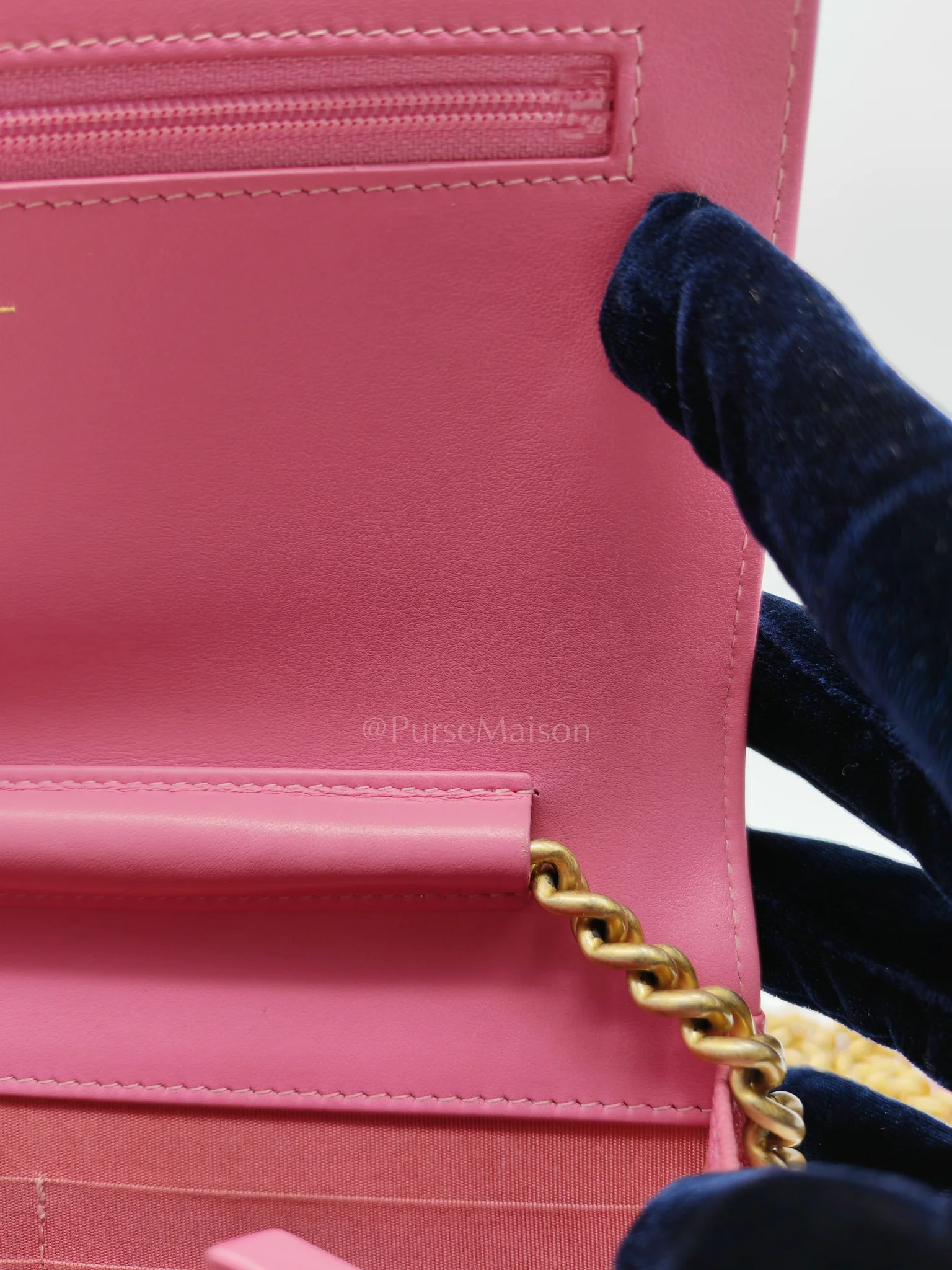 Chanel Boy Wallet On Chain (WOC) in Pink Calfskin Leather and Aged Gold Hardware Series 26 - Image 20