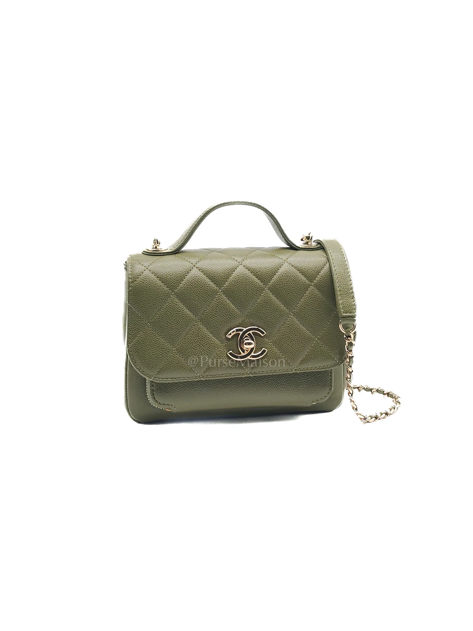 Chanel Business Affinity Bag in Sage Green Quilted Caviar Leather & Light Gold Hardware Microchip - Image 2