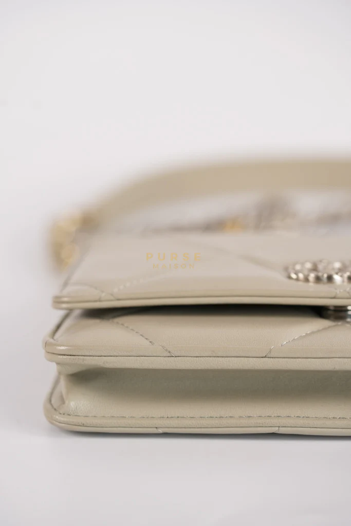 Chanel 19 Wallet on Chain Light Gray in Mixed Hardware (Microchip) - Image 13