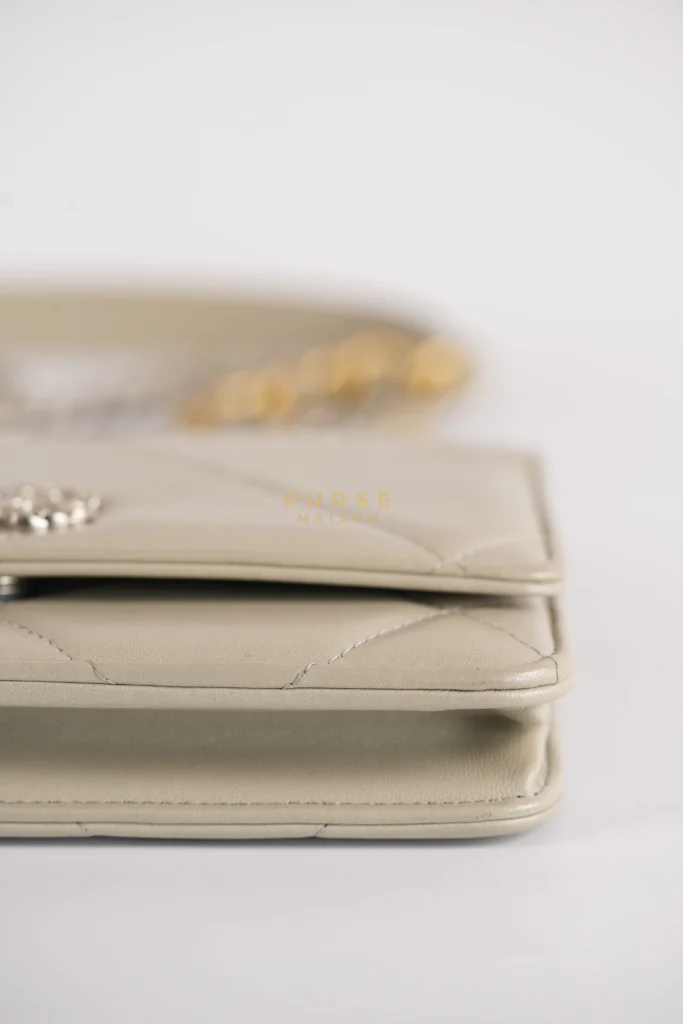 Chanel 19 Wallet on Chain Light Gray in Mixed Hardware (Microchip) - Image 14