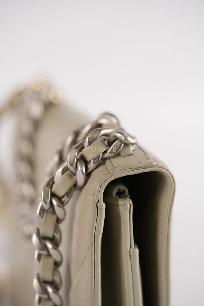 Chanel 19 Wallet on Chain Light Gray in Mixed Hardware (Microchip) - Image 22