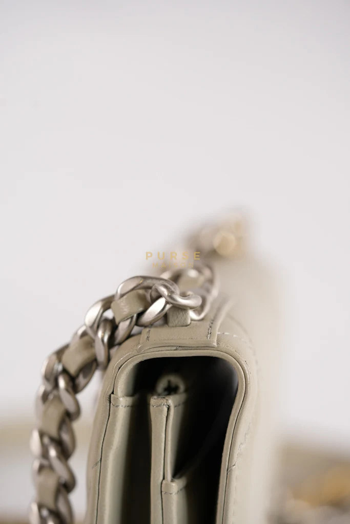 Chanel 19 Wallet on Chain Light Gray in Mixed Hardware (Microchip) - Image 27