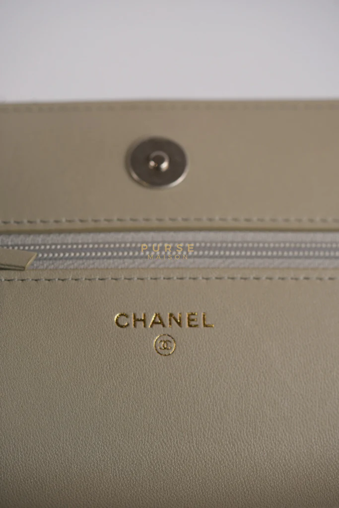 Chanel 19 Wallet on Chain Light Gray in Mixed Hardware (Microchip) - Image 34