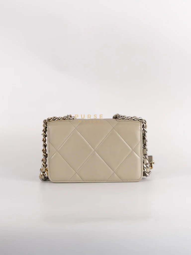 Chanel 19 Wallet on Chain Light Gray in Mixed Hardware (Microchip) - Image 4