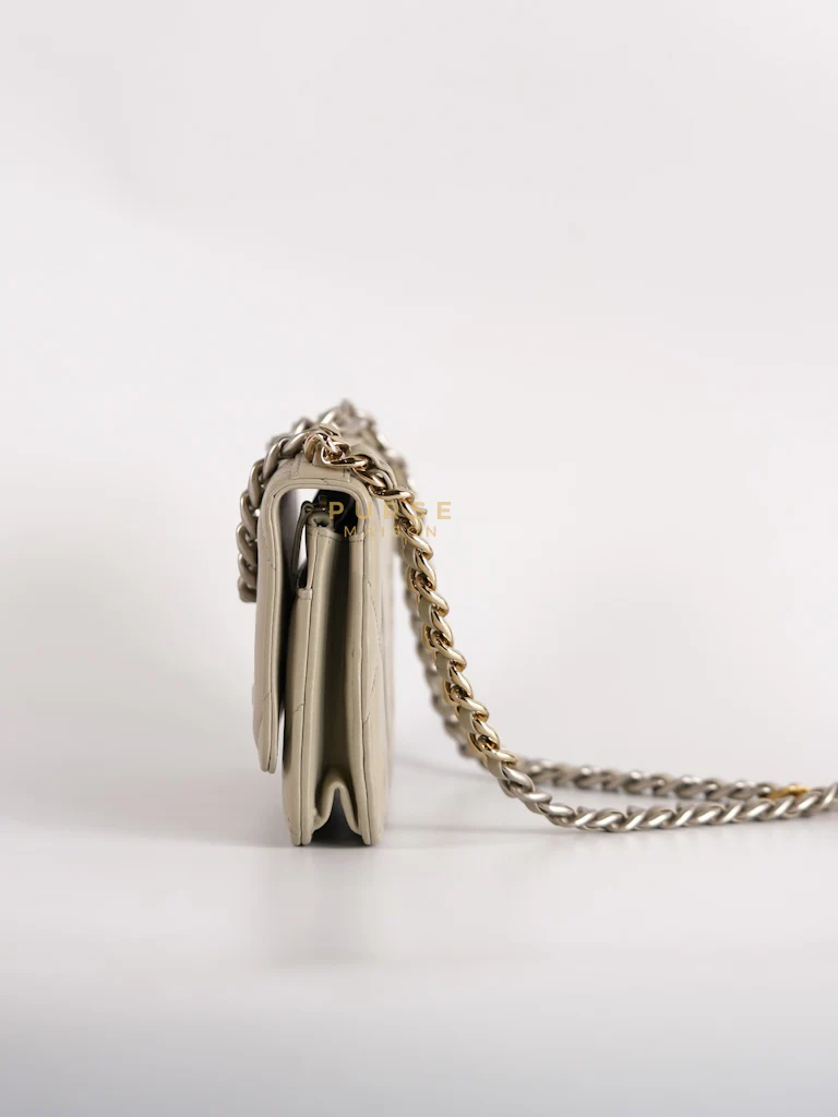 Chanel 19 Wallet on Chain Light Gray in Mixed Hardware (Microchip) - Image 7