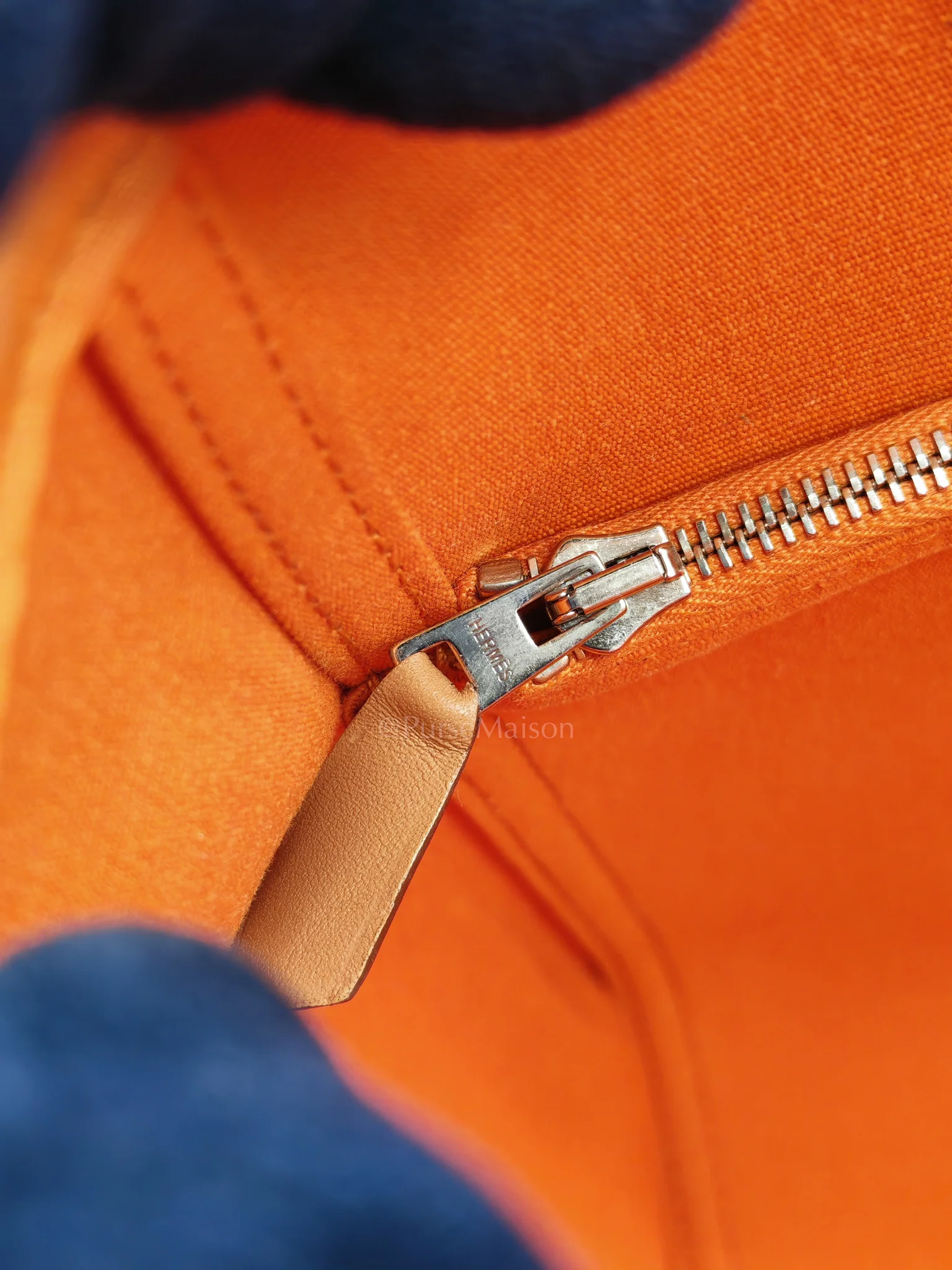 Hermes Cabag 32 Tote Bag in Orange Elan & Palladium Hardware Stamp Square P (2012) - Image 23