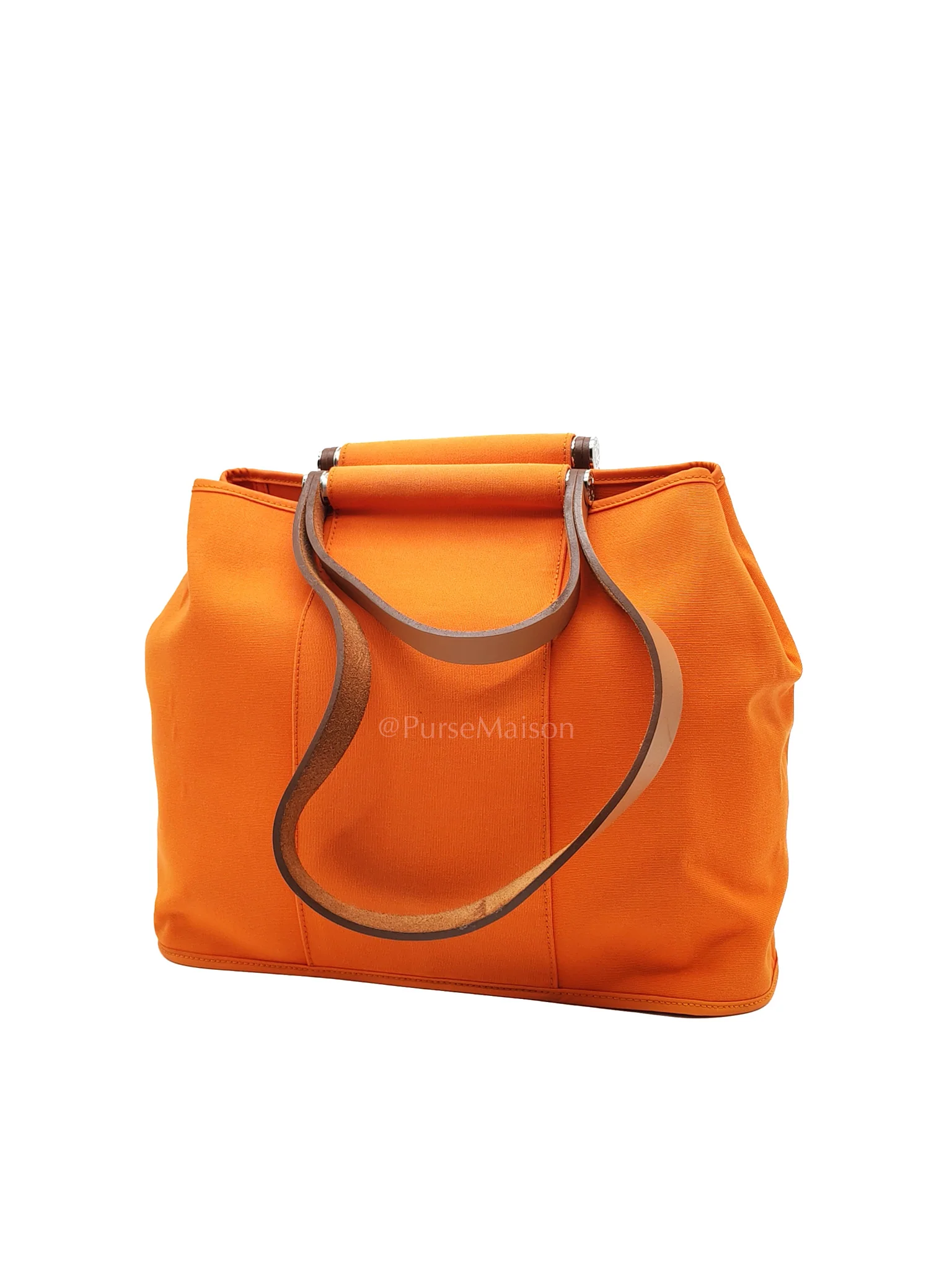 Hermes Cabag 32 Tote Bag in Orange Elan & Palladium Hardware Stamp Square P (2012) - Image 3