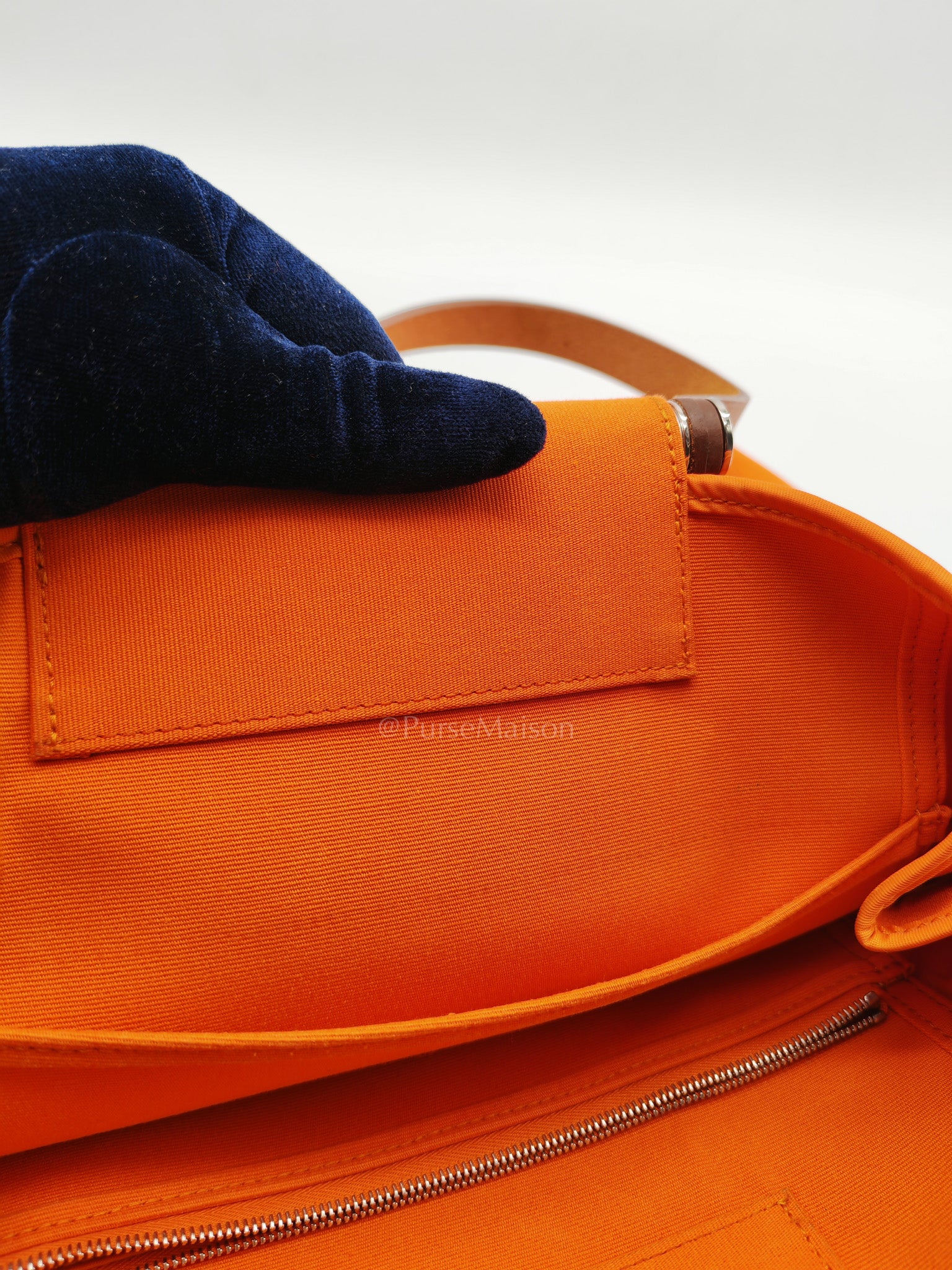 Hermes Cabag 32 Tote Bag in Orange Elan & Palladium Hardware Stamp Square P (2012) - Image 31