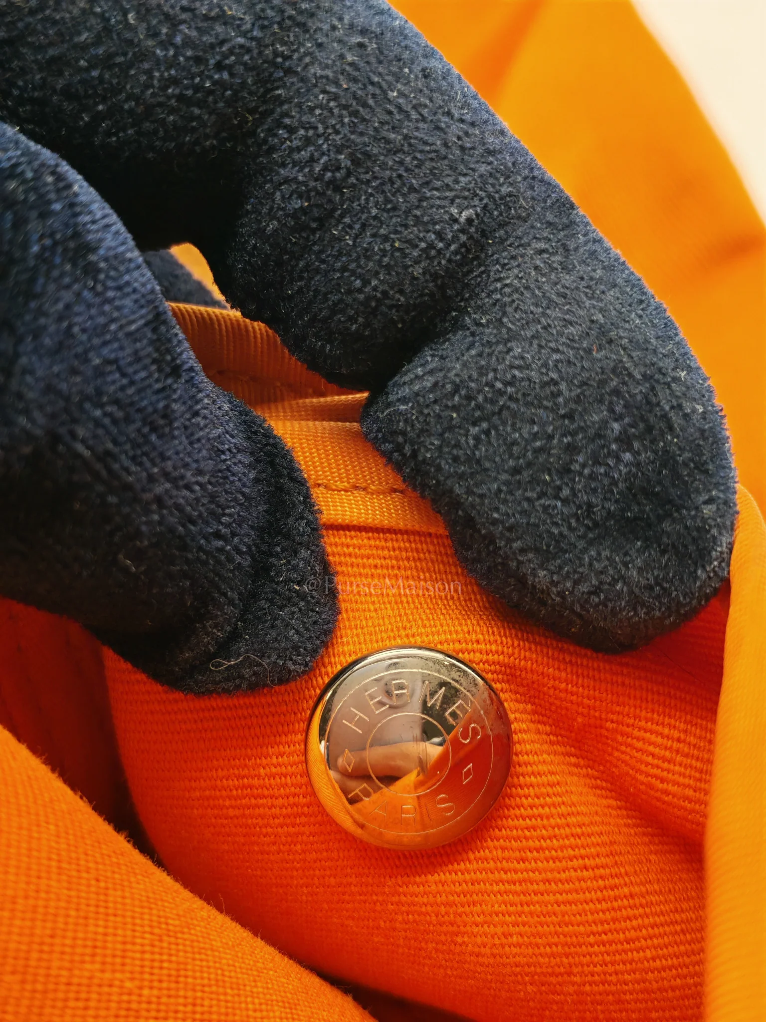 Hermes Cabag 32 Tote Bag in Orange Elan & Palladium Hardware Stamp Square P (2012) - Image 35