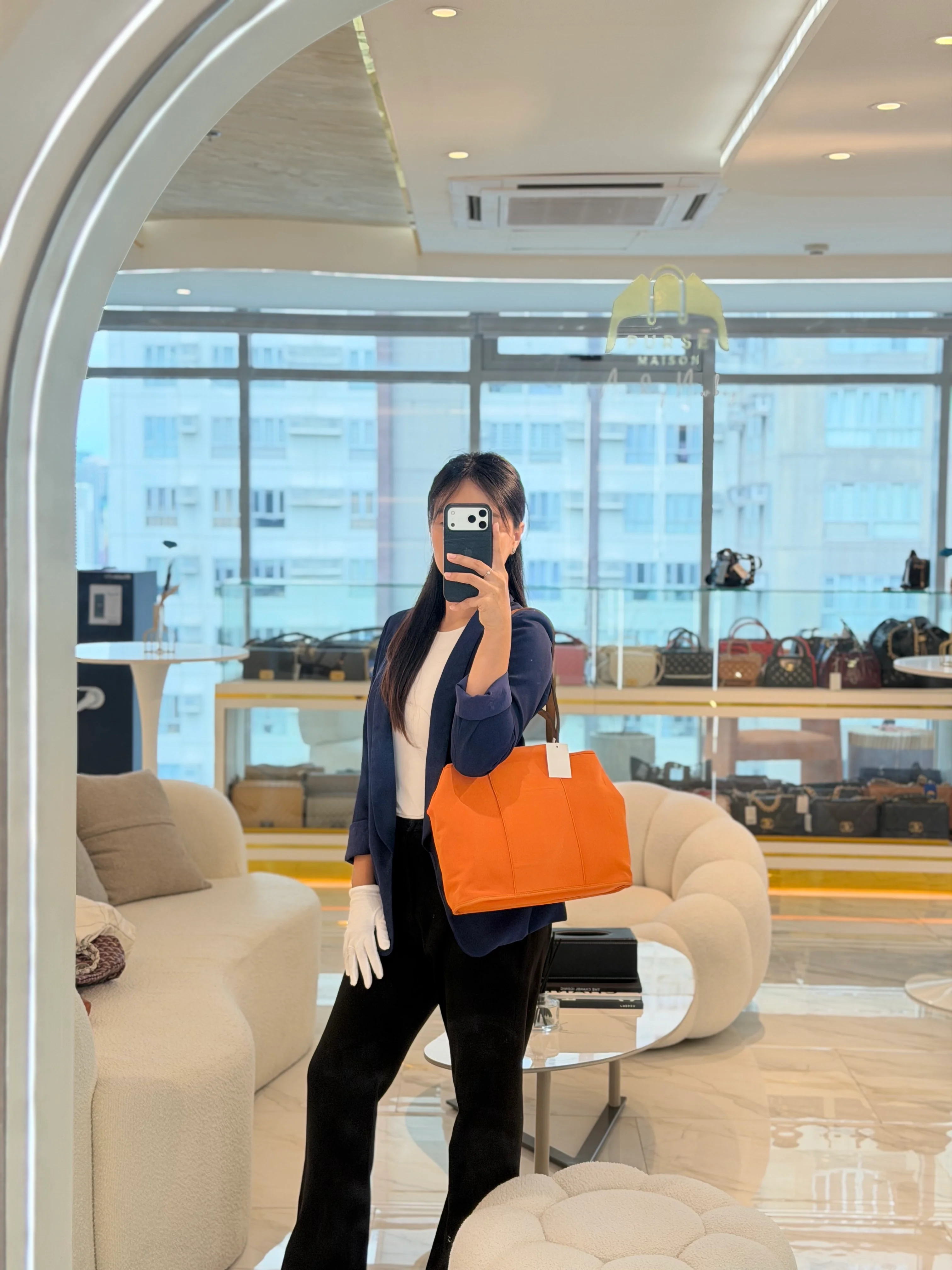Hermes Cabag 32 Tote Bag in Orange Elan & Palladium Hardware Stamp Square P (2012) - Image 43