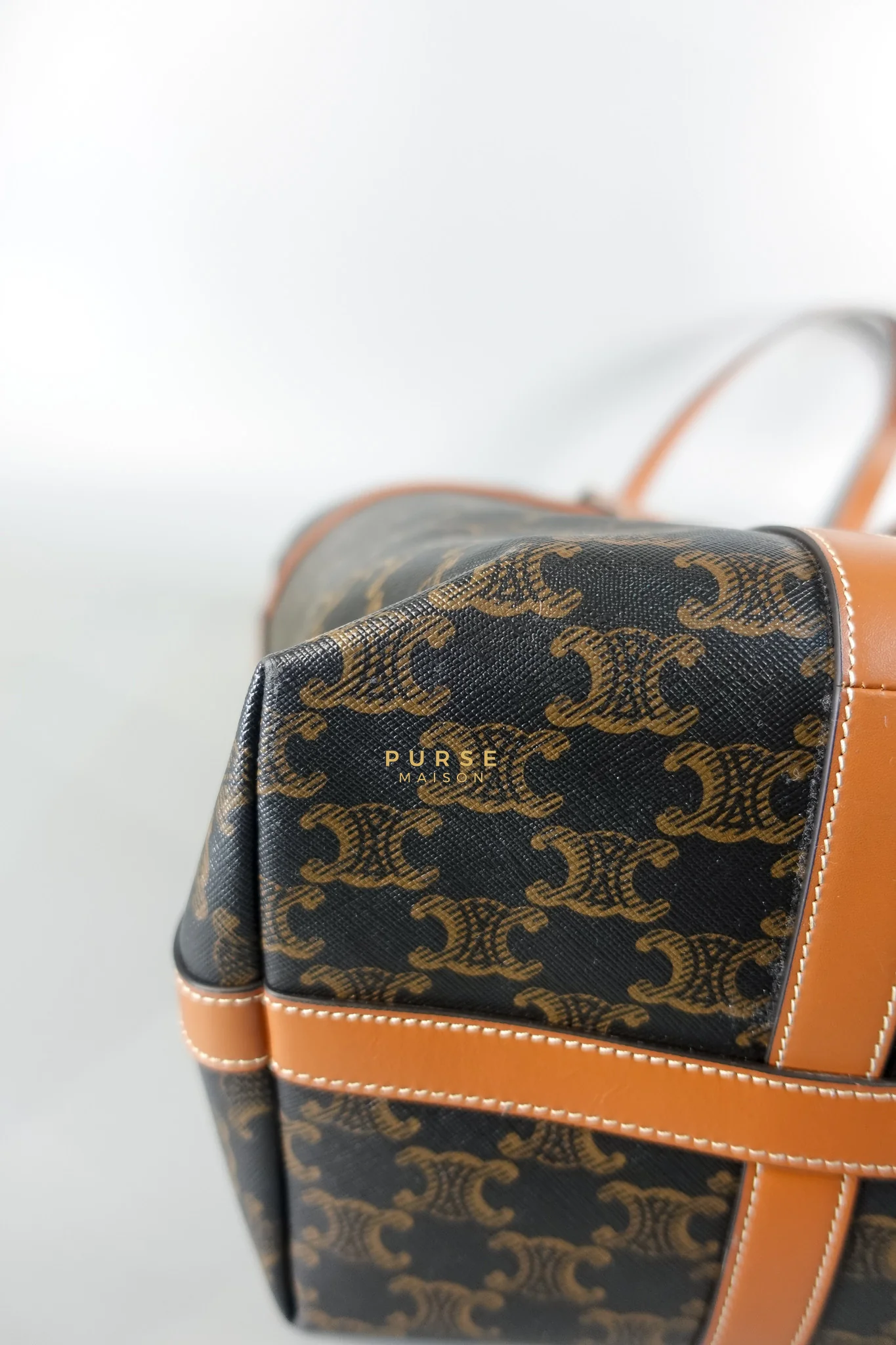Celine Cabas Drawstring in Triomphe Canvas and Calfskin Leather - Image 14