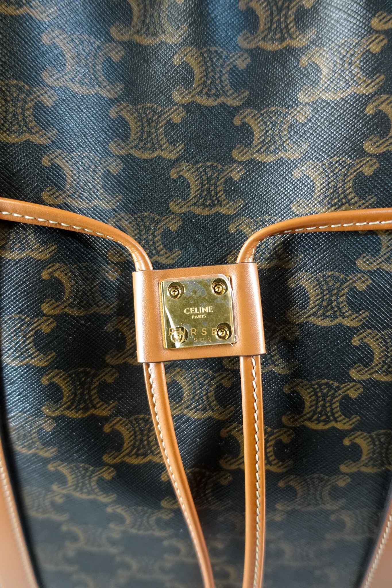 Celine Cabas Drawstring in Triomphe Canvas and Calfskin Leather - Image 15
