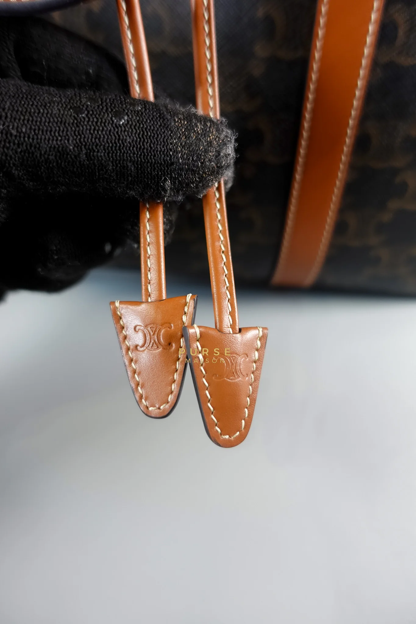Celine Cabas Drawstring in Triomphe Canvas and Calfskin Leather - Image 16