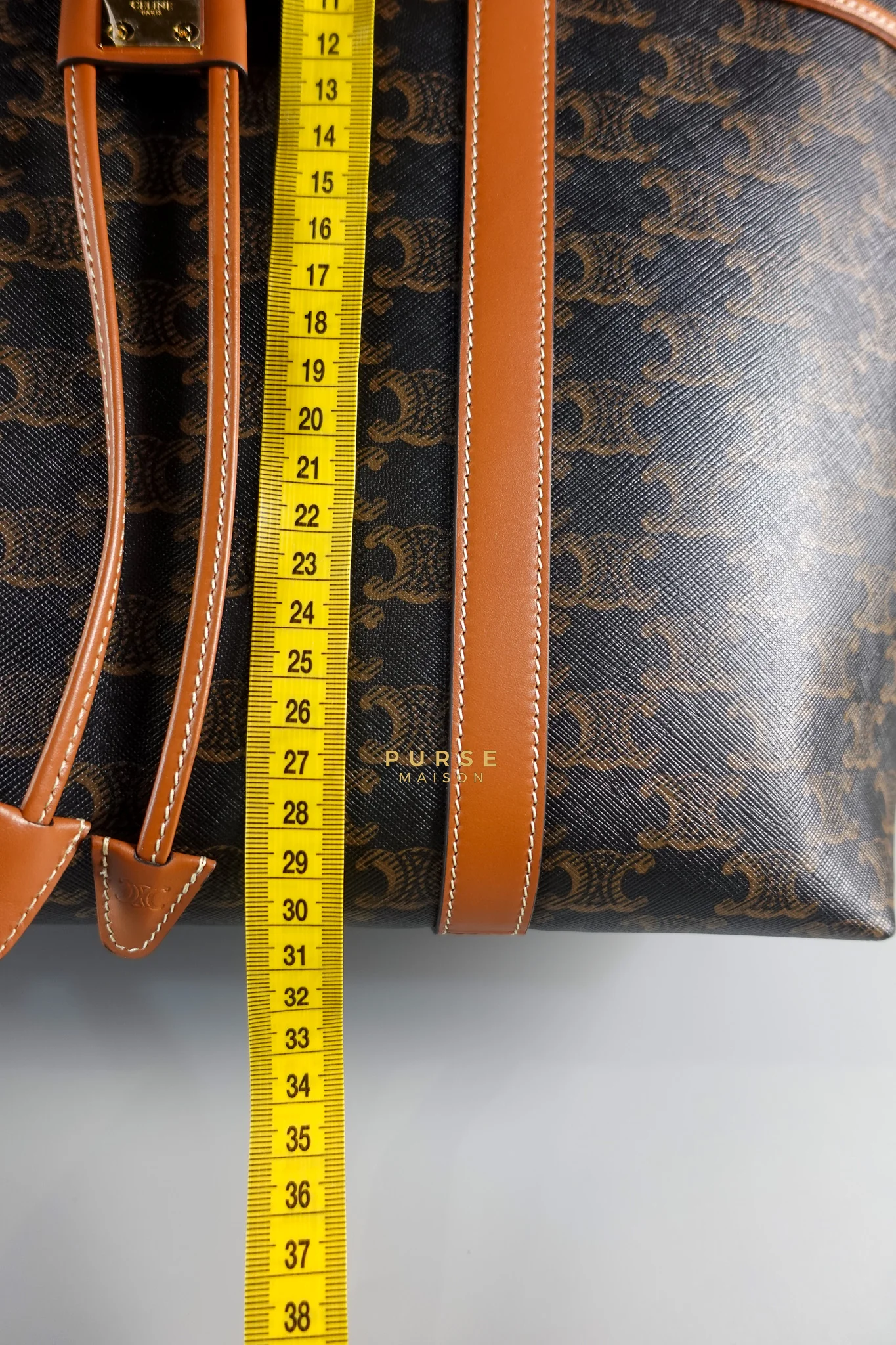 Celine Cabas Drawstring in Triomphe Canvas and Calfskin Leather - Image 32